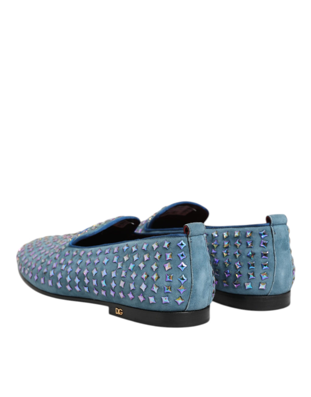 Dolce & Gabbana Blau Wildleder Nieten Kleid Männer Loafers Schuhe