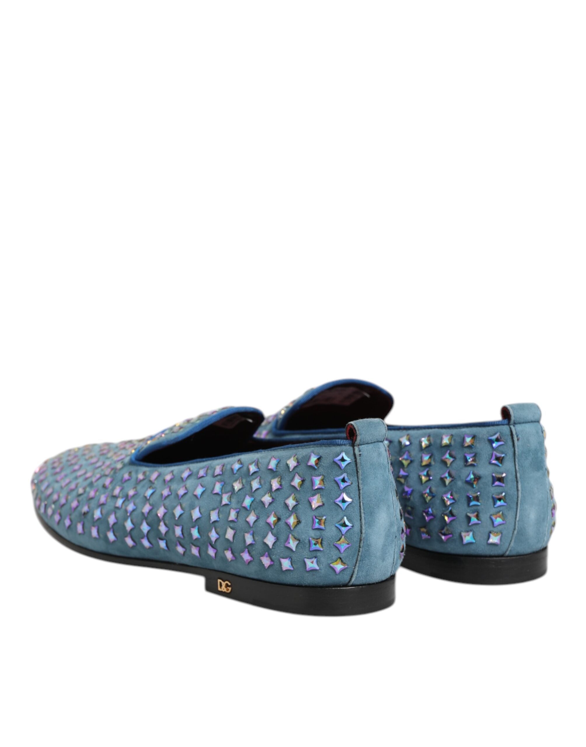 Dolce & Gabbana Blau Wildleder Nieten Kleid Männer Loafers Schuhe
