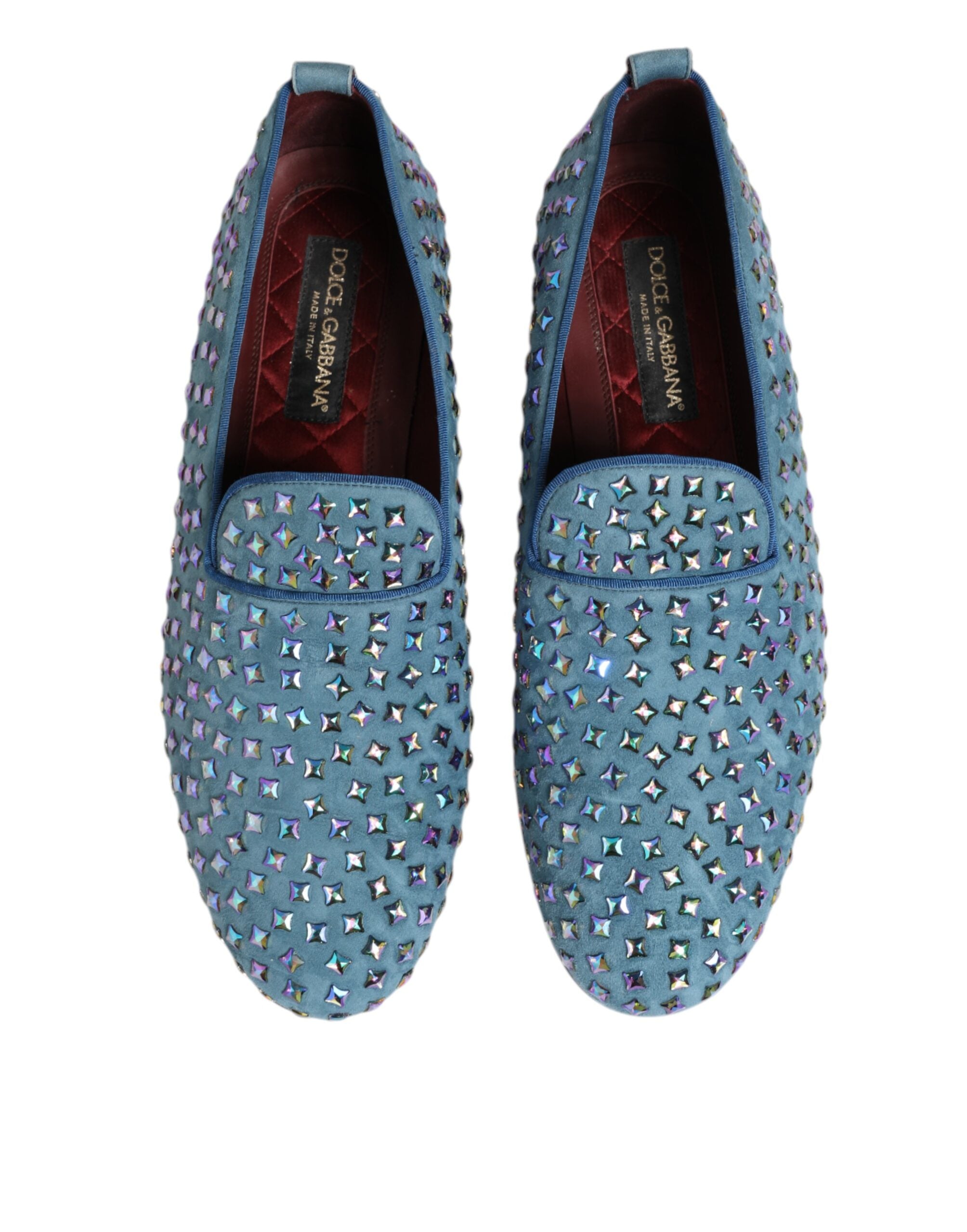 Dolce & Gabbana Blau Wildleder Nieten Kleid Männer Loafers Schuhe