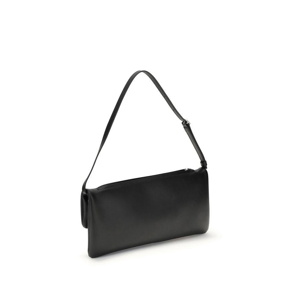 Courrèges Schwarze Kalbshaut Bos Taurus Schultertasche