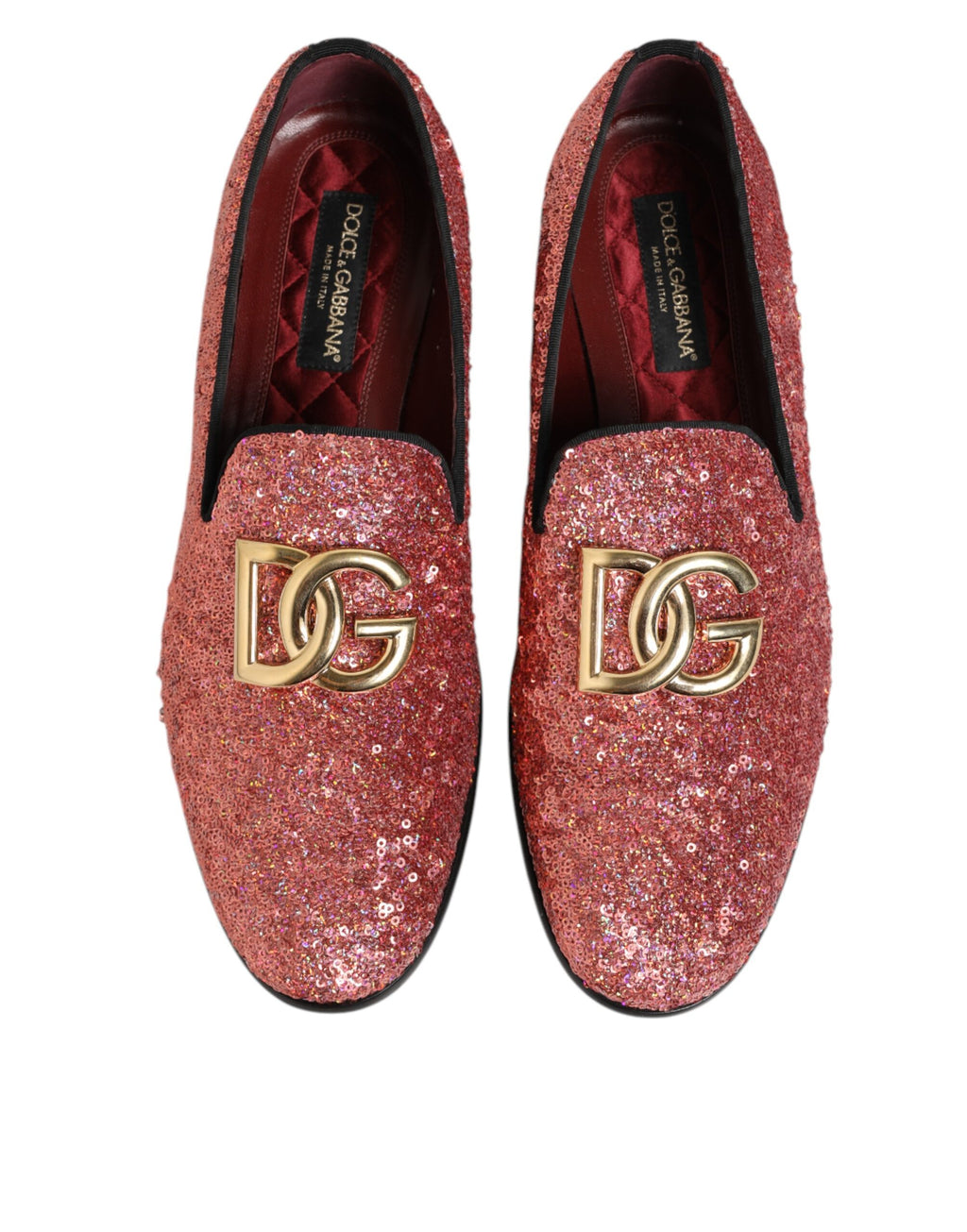 Dolce & Gabbana Rosa Pailletten Loafers Formal Kleid Männer Schuhe