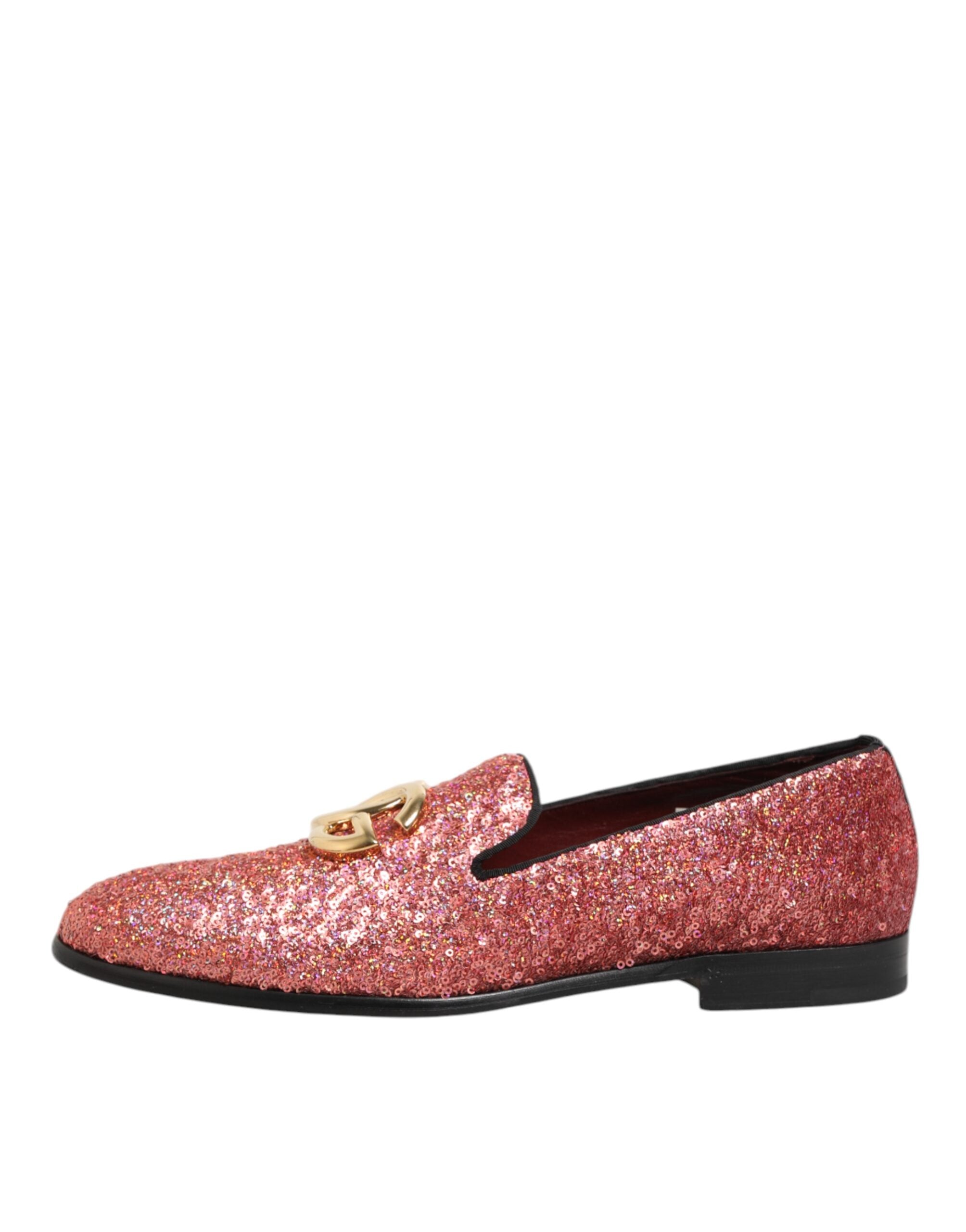 Dolce & Gabbana Rosa Pailletten Loafers Formal Kleid Männer Schuhe