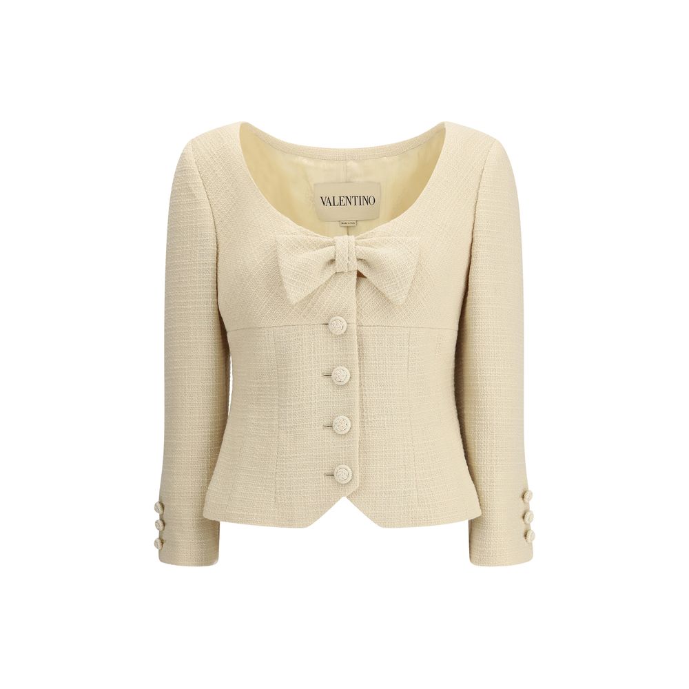 Valentino Kurze Jacke aus einfarbigem Woll-Tweed