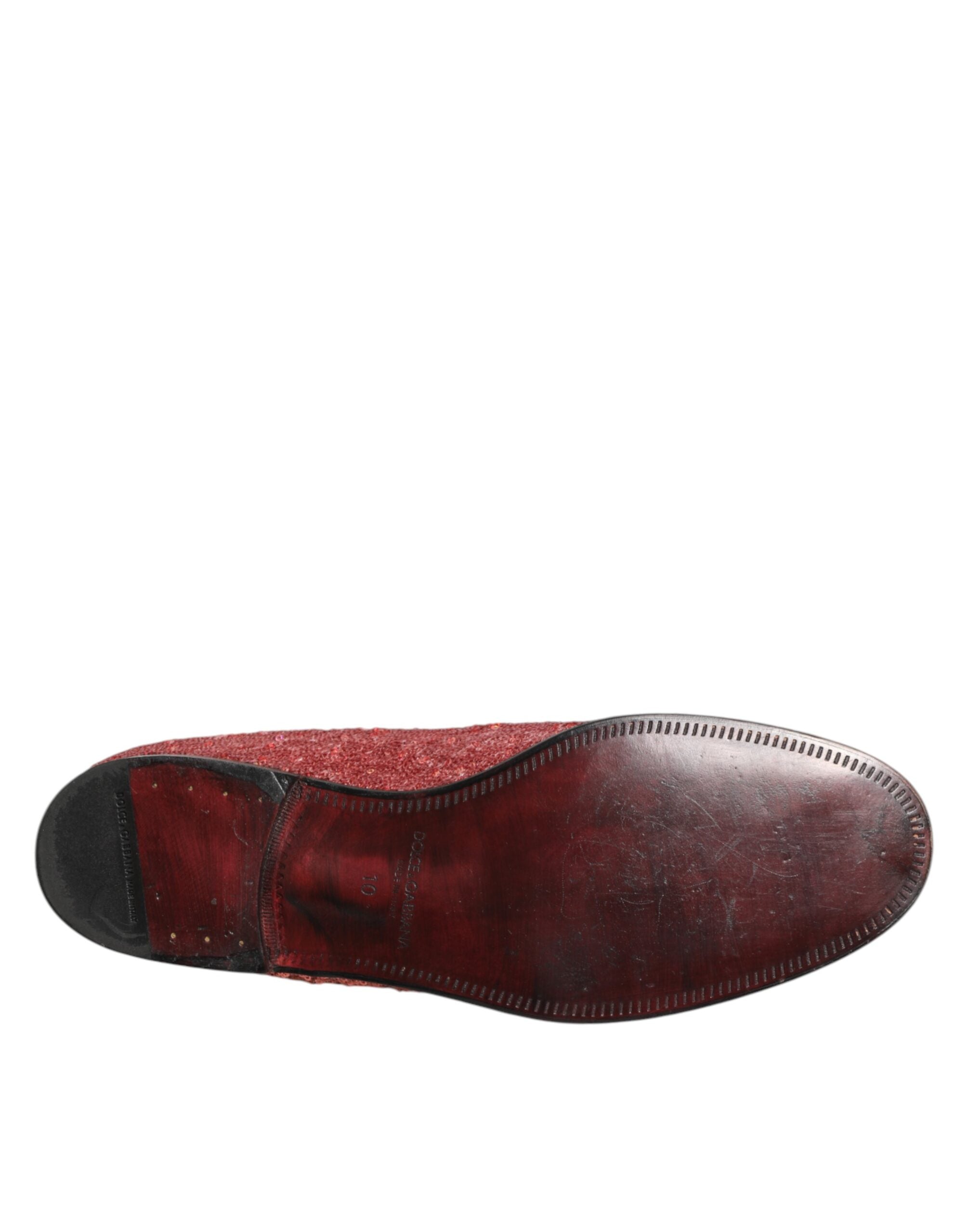 Dolce & Gabbana Rosa Pailletten Loafers Formal Kleid Männer Schuhe