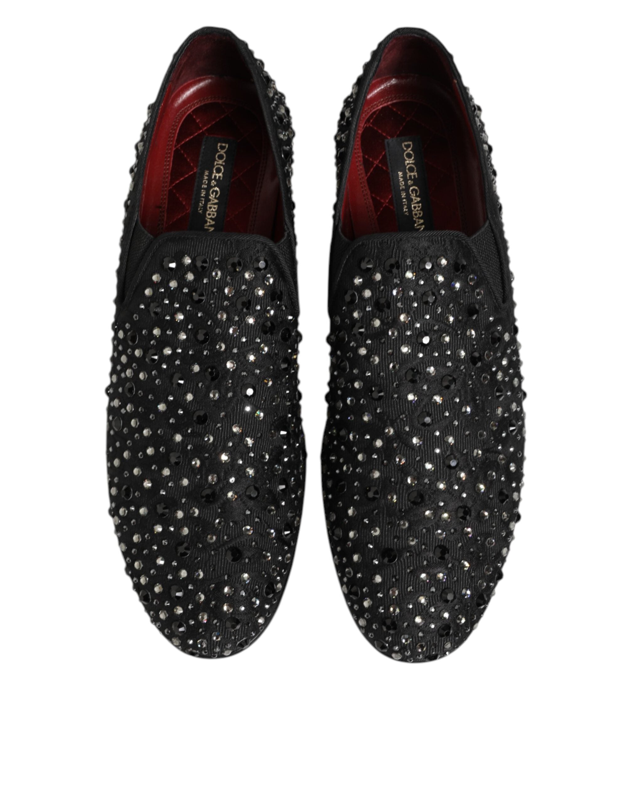 Dolce & Gabbana Schwarze kristallverzierte Loafer-Schuhe aus Wildleder