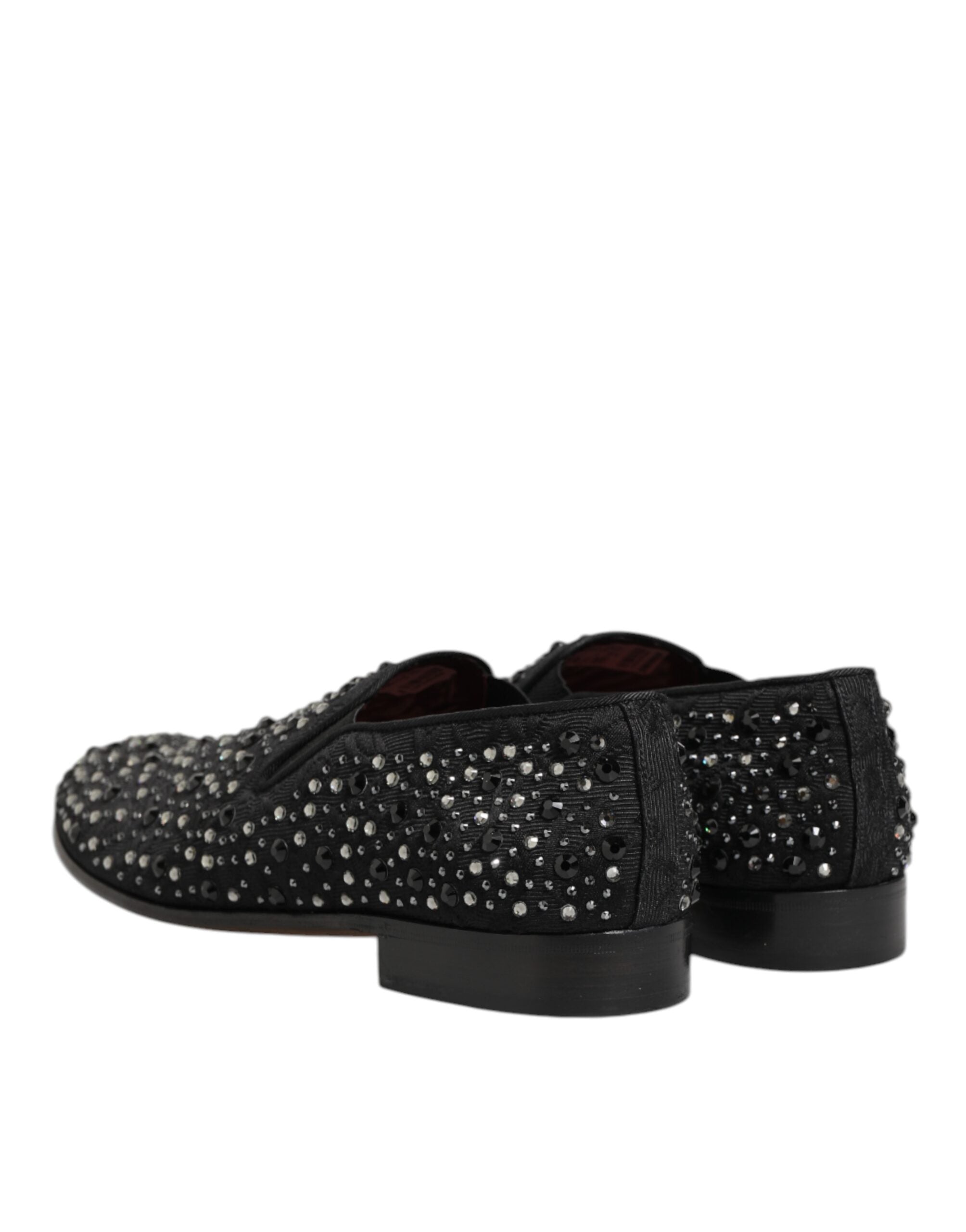 Dolce & Gabbana Schwarze kristallverzierte Loafer-Schuhe aus Wildleder