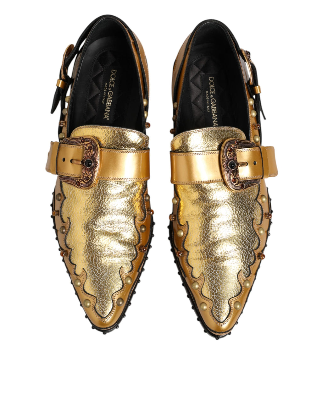Dolce & Gabbana Gold Leder MONK STRAP Kleid Formelle Schuhe