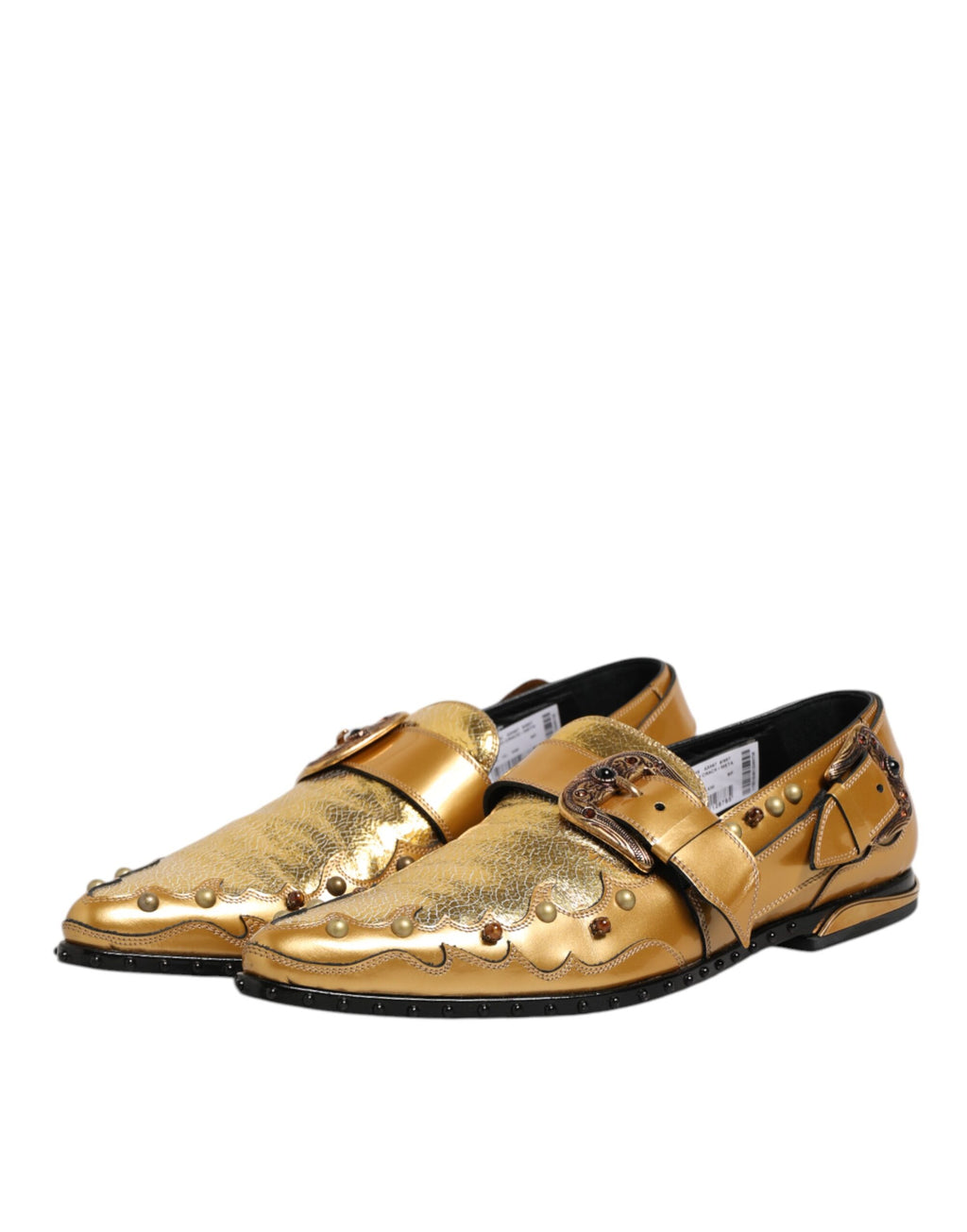Dolce & Gabbana Gold Leder MONK STRAP Kleid Formelle Schuhe