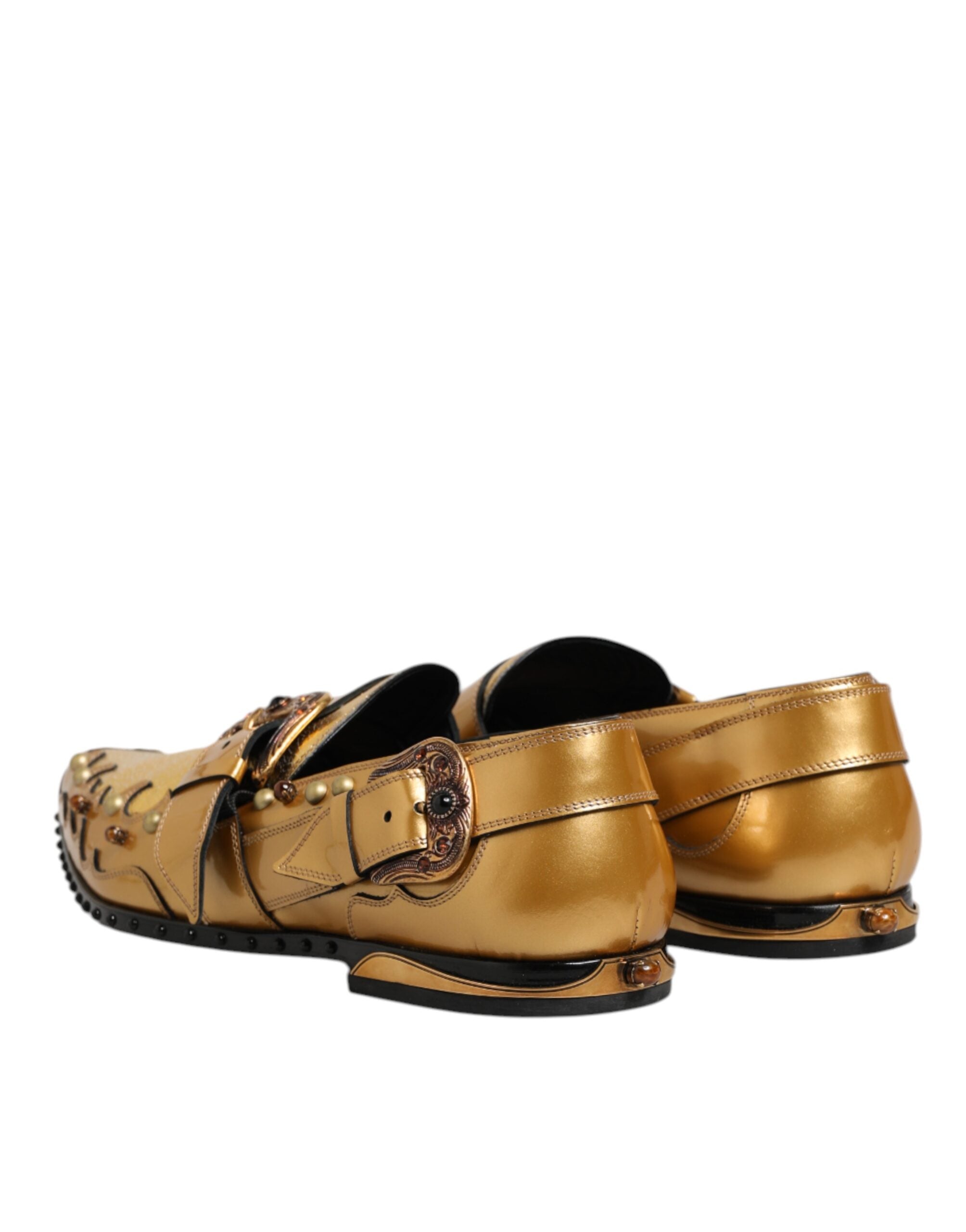 Dolce & Gabbana Gold Leder MONK STRAP Kleid Formelle Schuhe