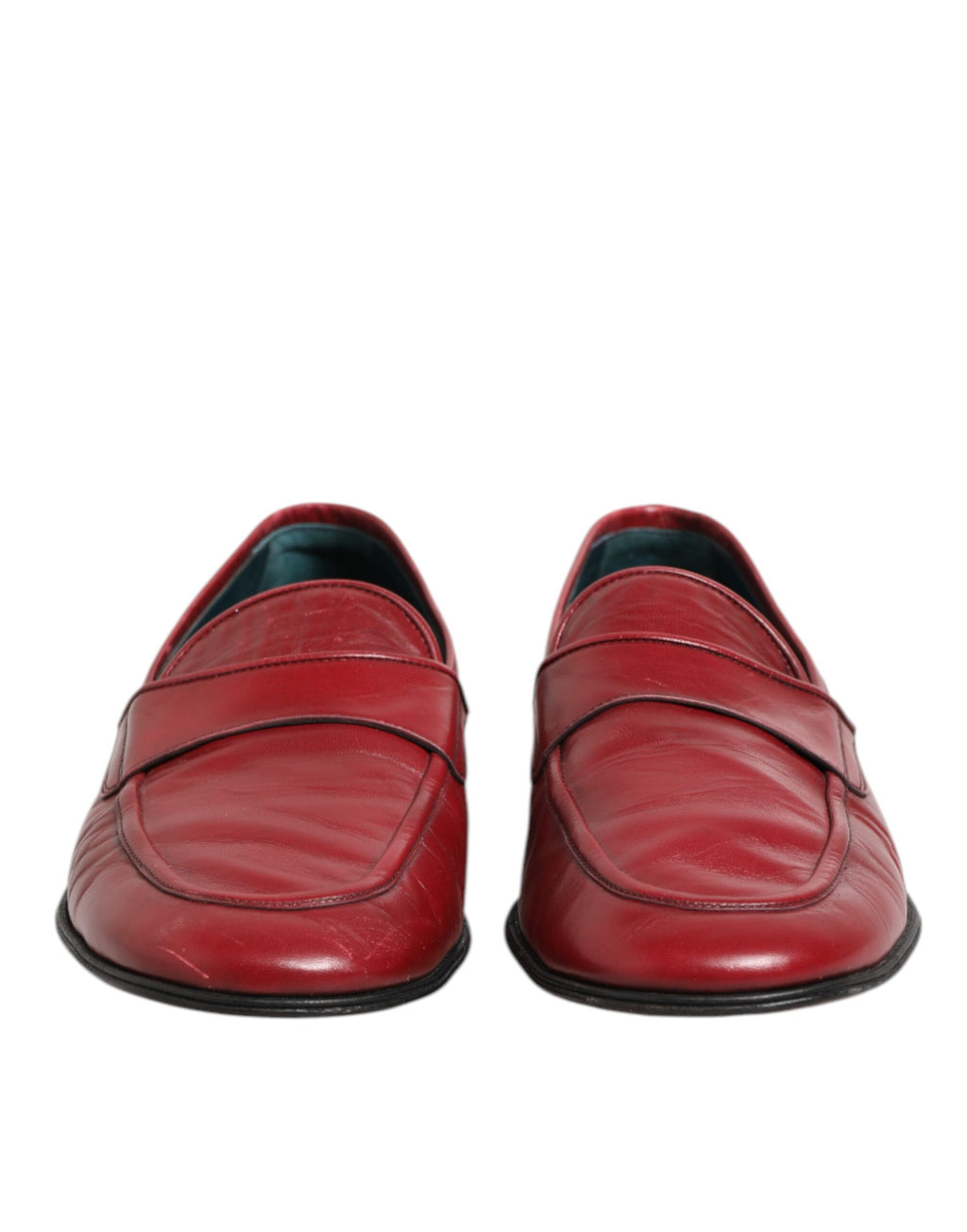 Dolce & Gabbana Rote Leder Slip On Kleid Männer Loafers Schuhe