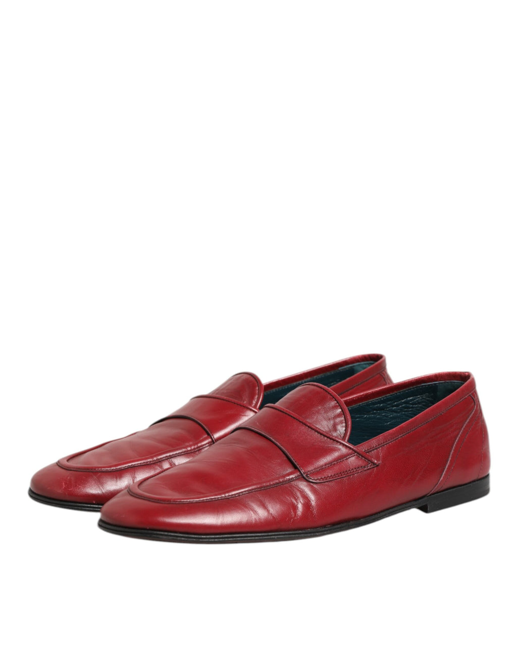 Dolce & Gabbana Rote Leder Slip On Kleid Männer Loafers Schuhe