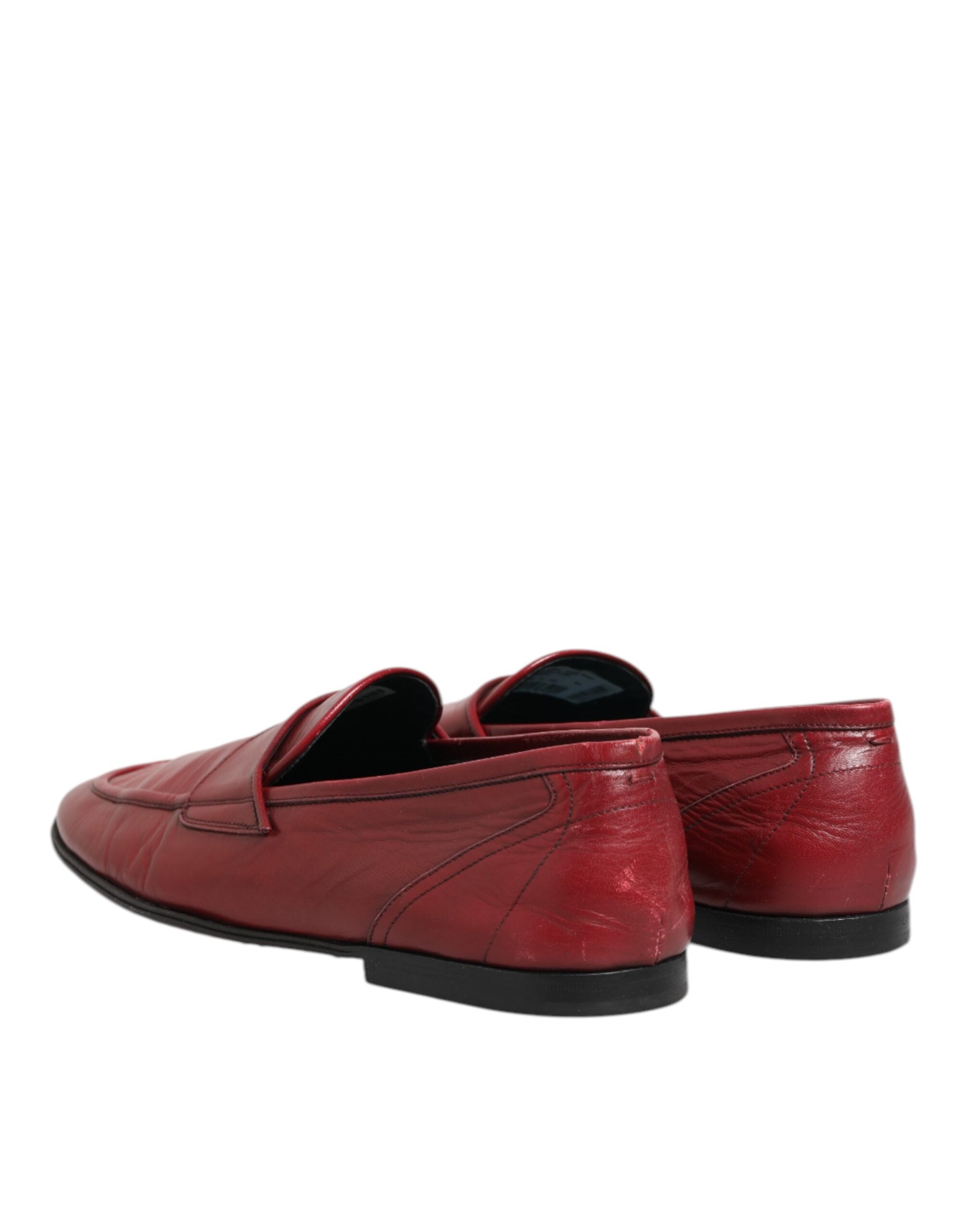 Dolce & Gabbana Rote Leder Slip On Kleid Männer Loafers Schuhe