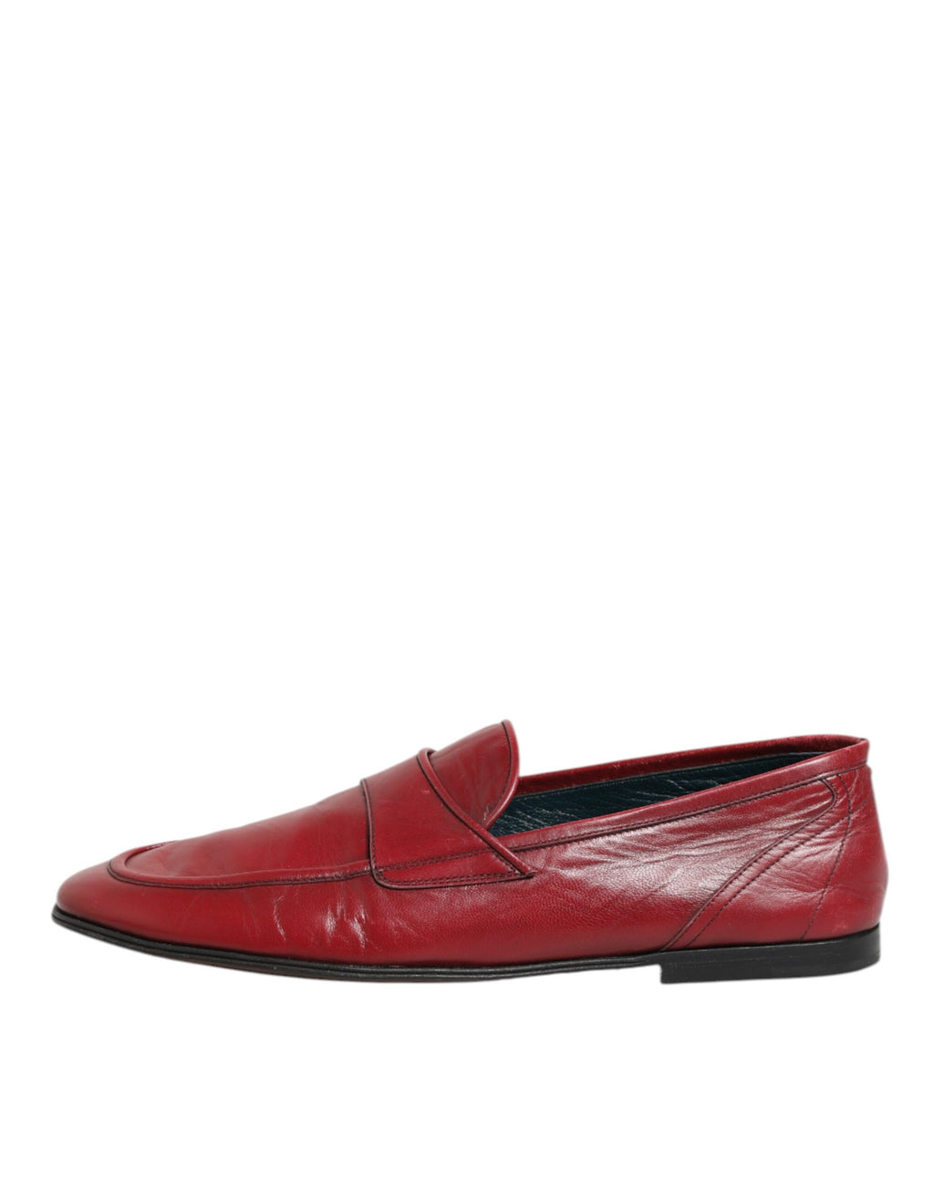 Dolce & Gabbana Rote Leder Slip On Kleid Männer Loafers Schuhe
