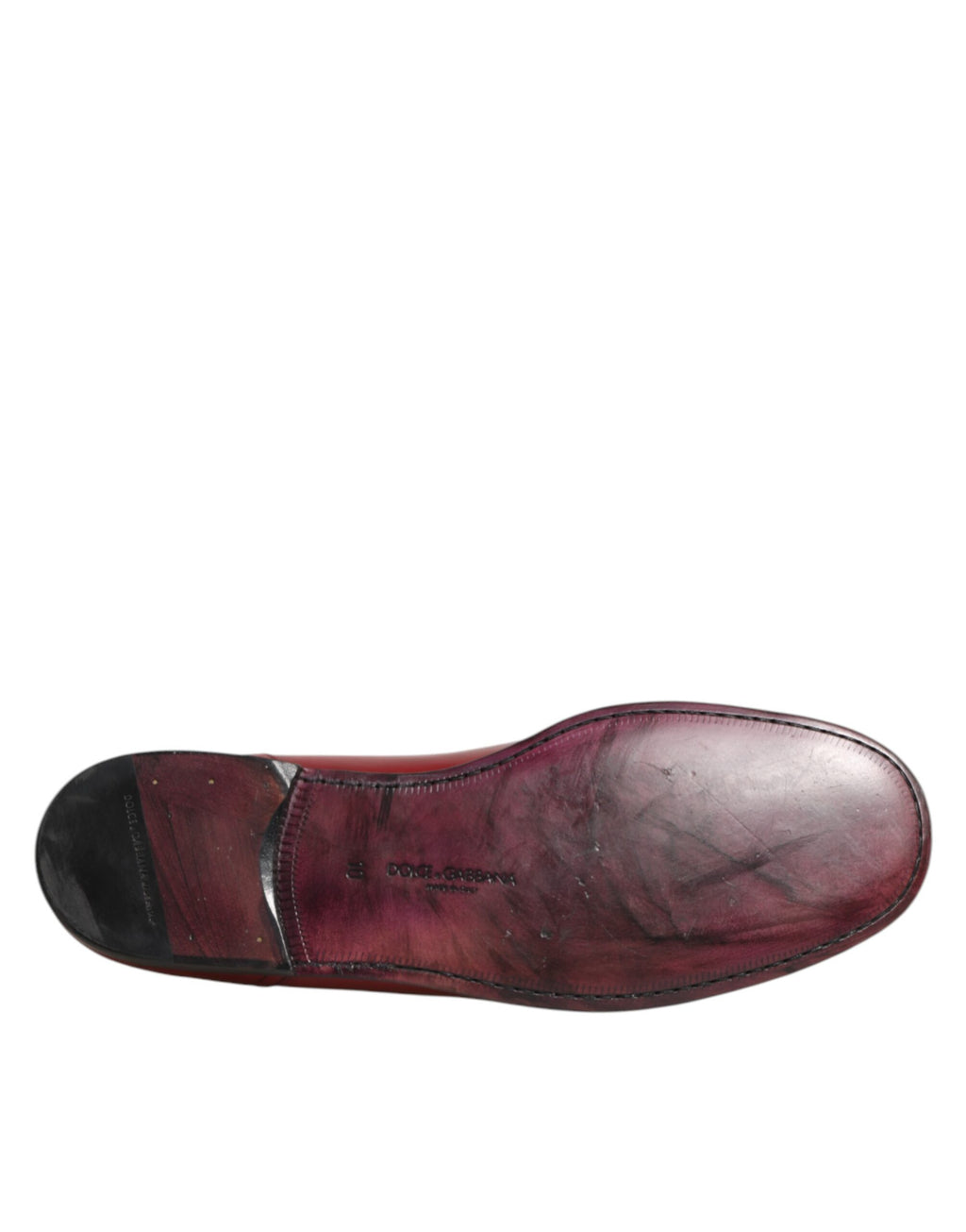 Dolce & Gabbana Rote Leder Slip On Kleid Männer Loafers Schuhe