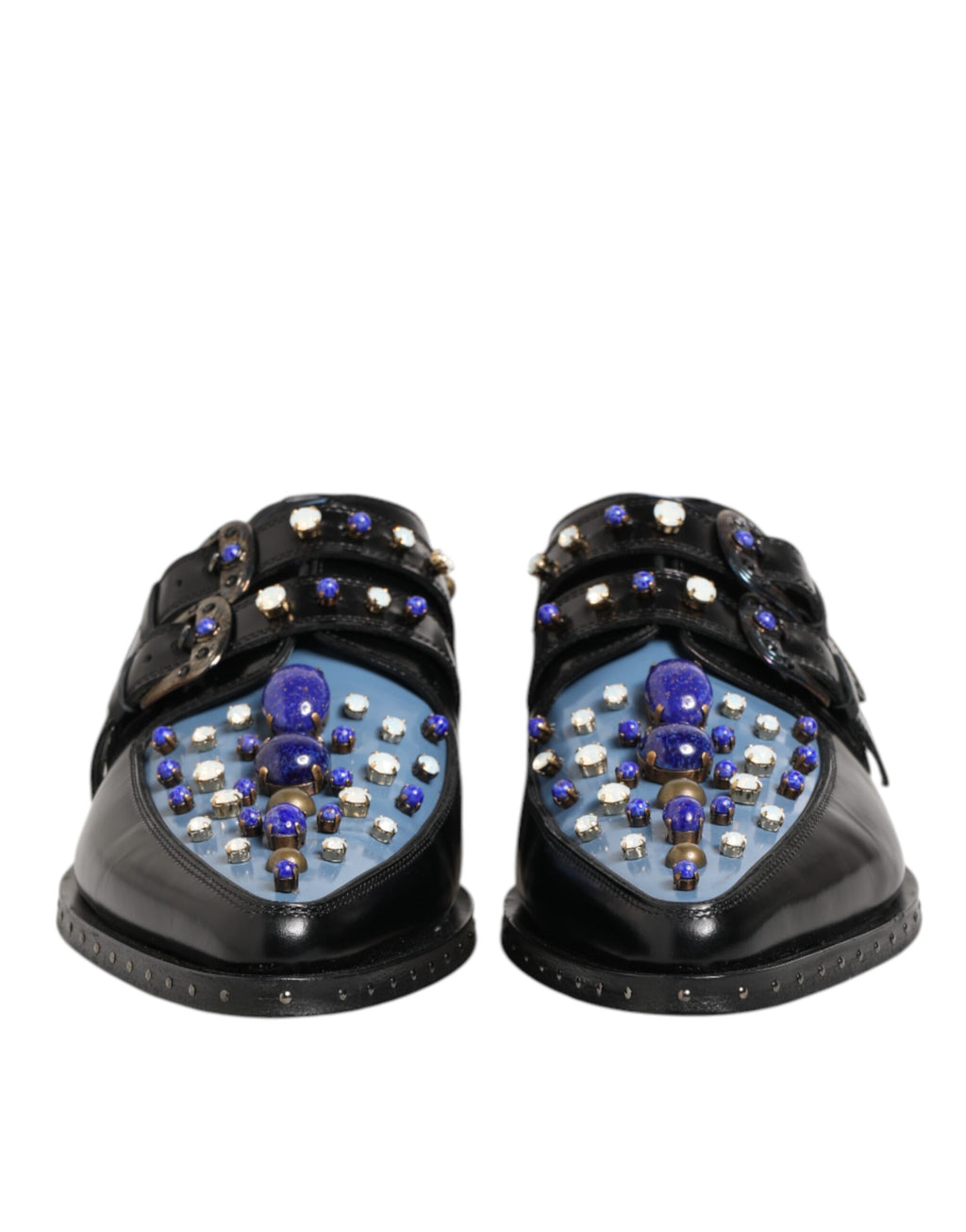 Dolce & Gabbana Schwarz Blau Verschönert MONKSTRAP Kleid Schuhe