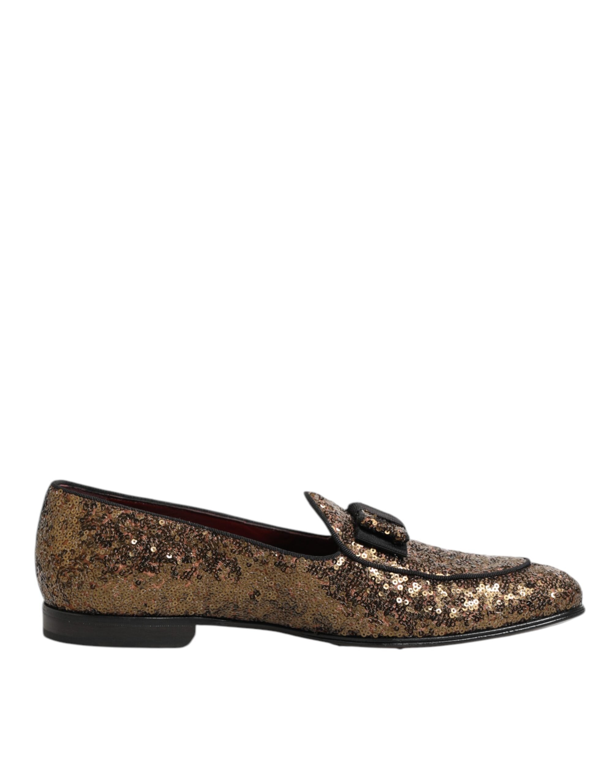 Dolce & Gabbana Gold Pailletten Slip On Loafers Männer Kleid Schuhe