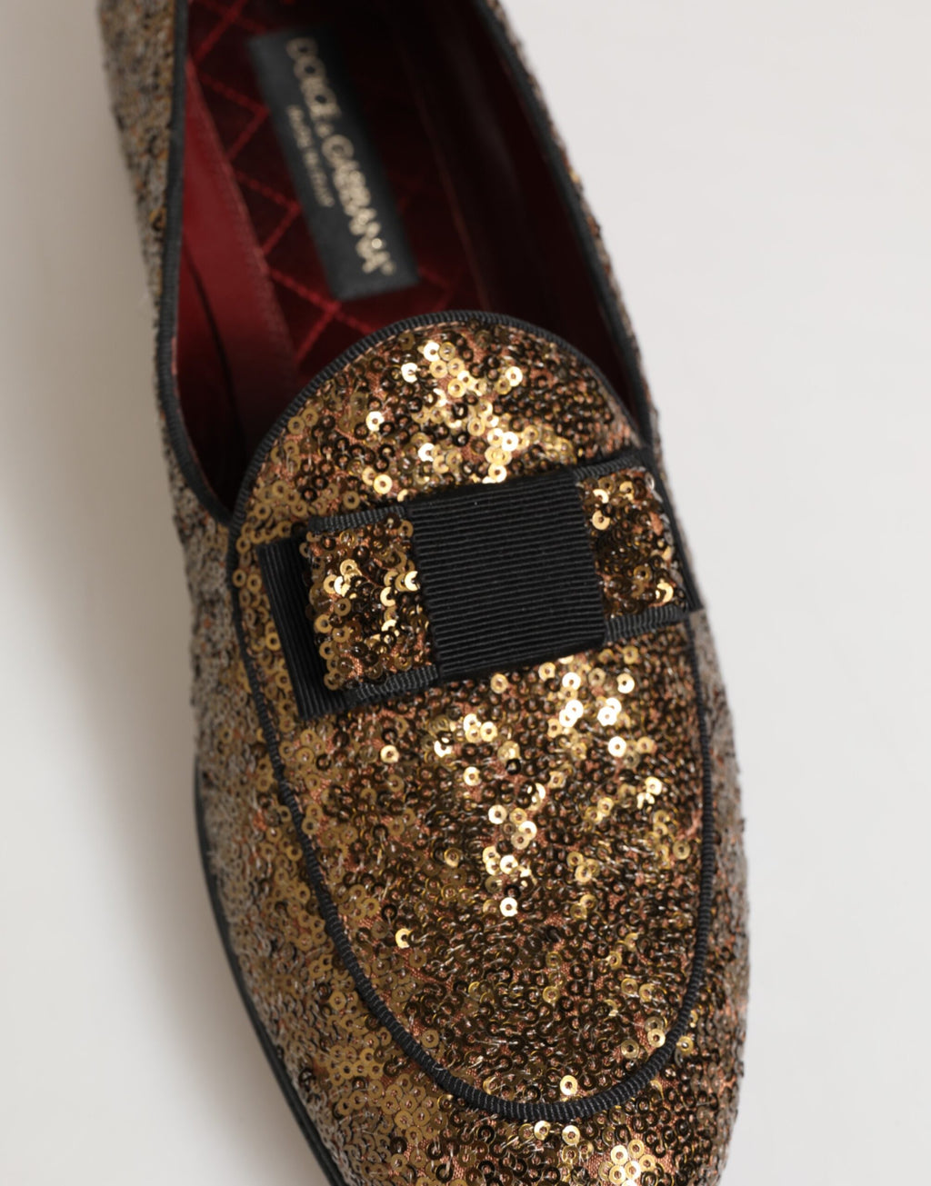 Dolce & Gabbana Gold Pailletten Slip-On Slipper Herren Anzugschuhe