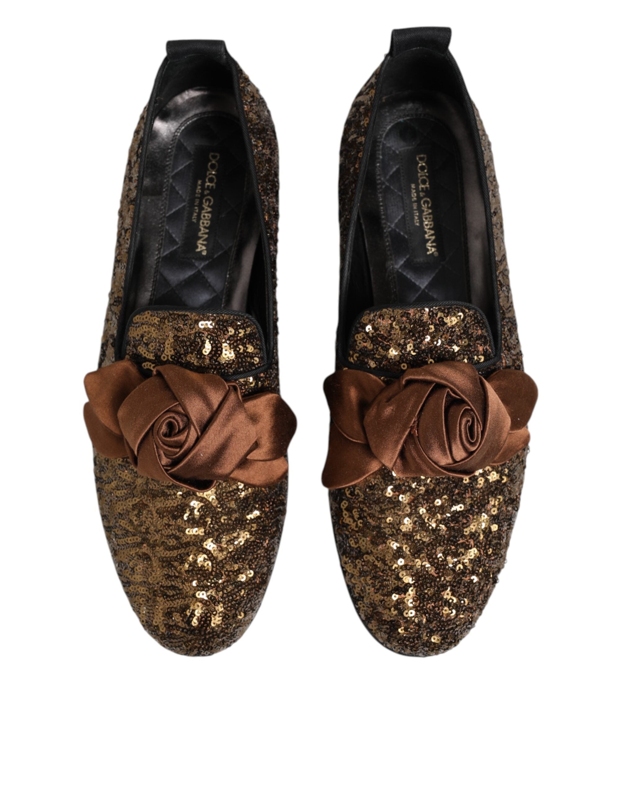 Dolce & Gabbana Gold Pailletten Slip On Loafers Männer Kleid Schuhe
