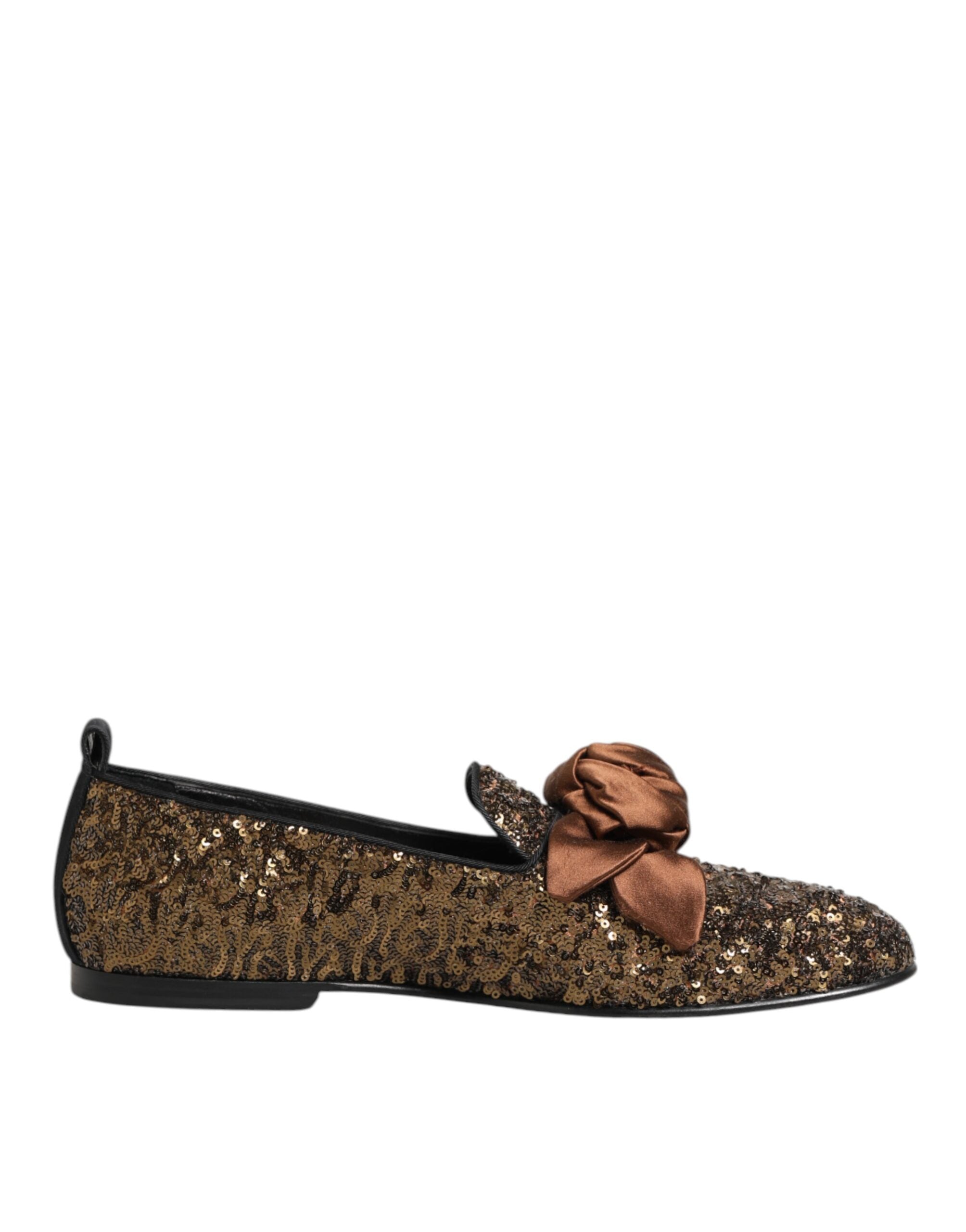 Dolce & Gabbana Gold Pailletten Slip On Loafers Männer Kleid Schuhe