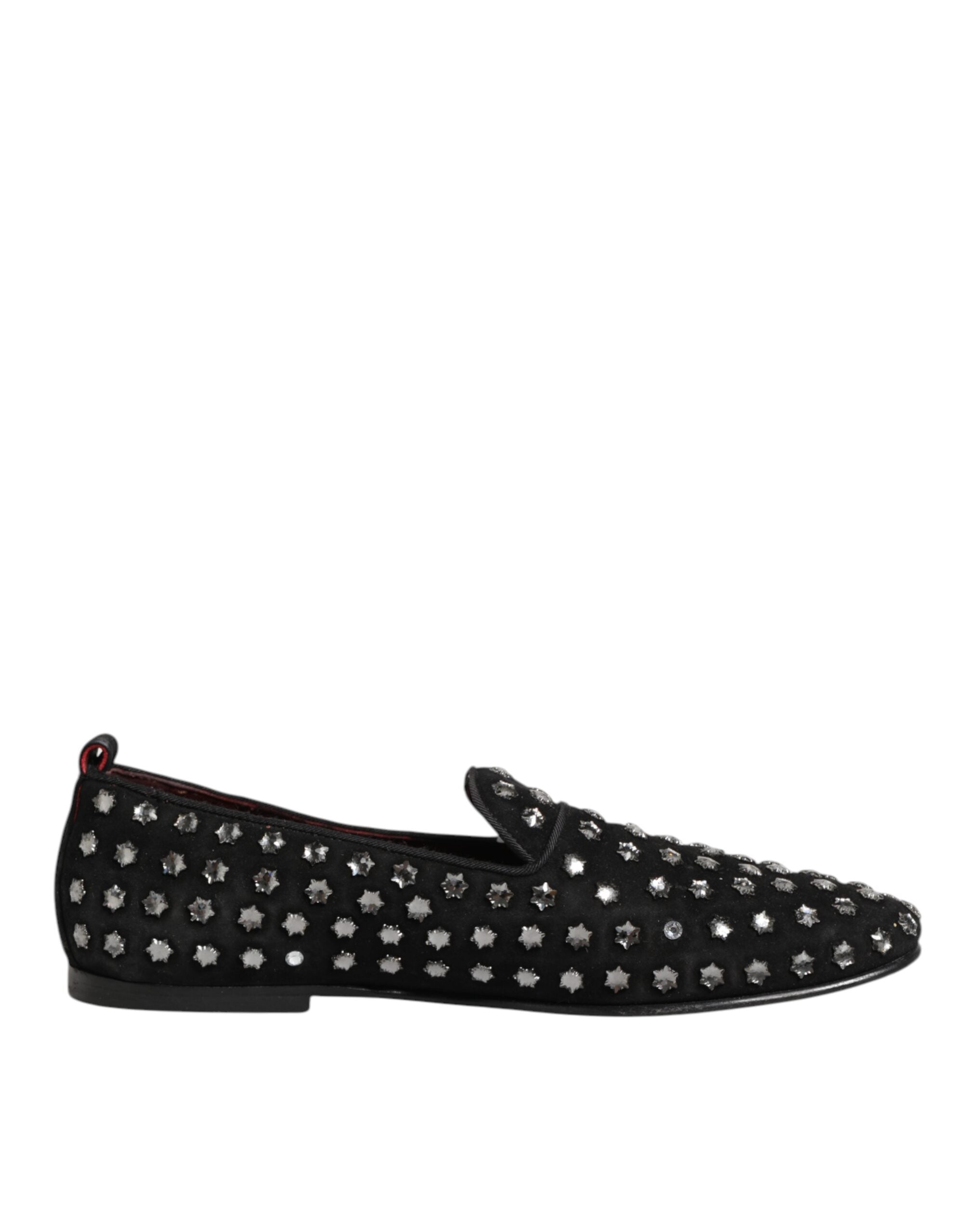 Dolce & Gabbana Schwarze kristallverzierte Loafers Kleid Schuhe