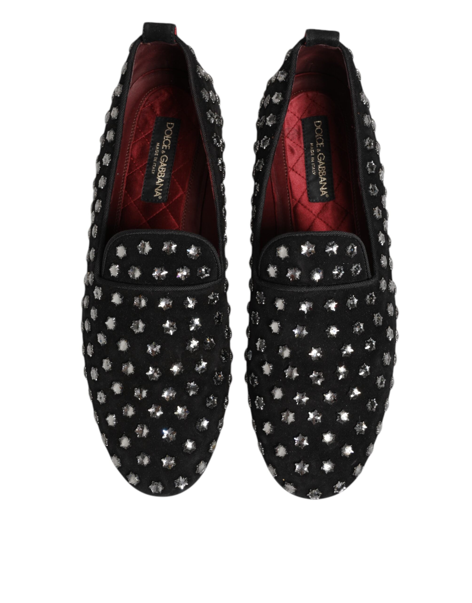 Dolce & Gabbana Schwarze kristallverzierte Loafers Kleid Schuhe