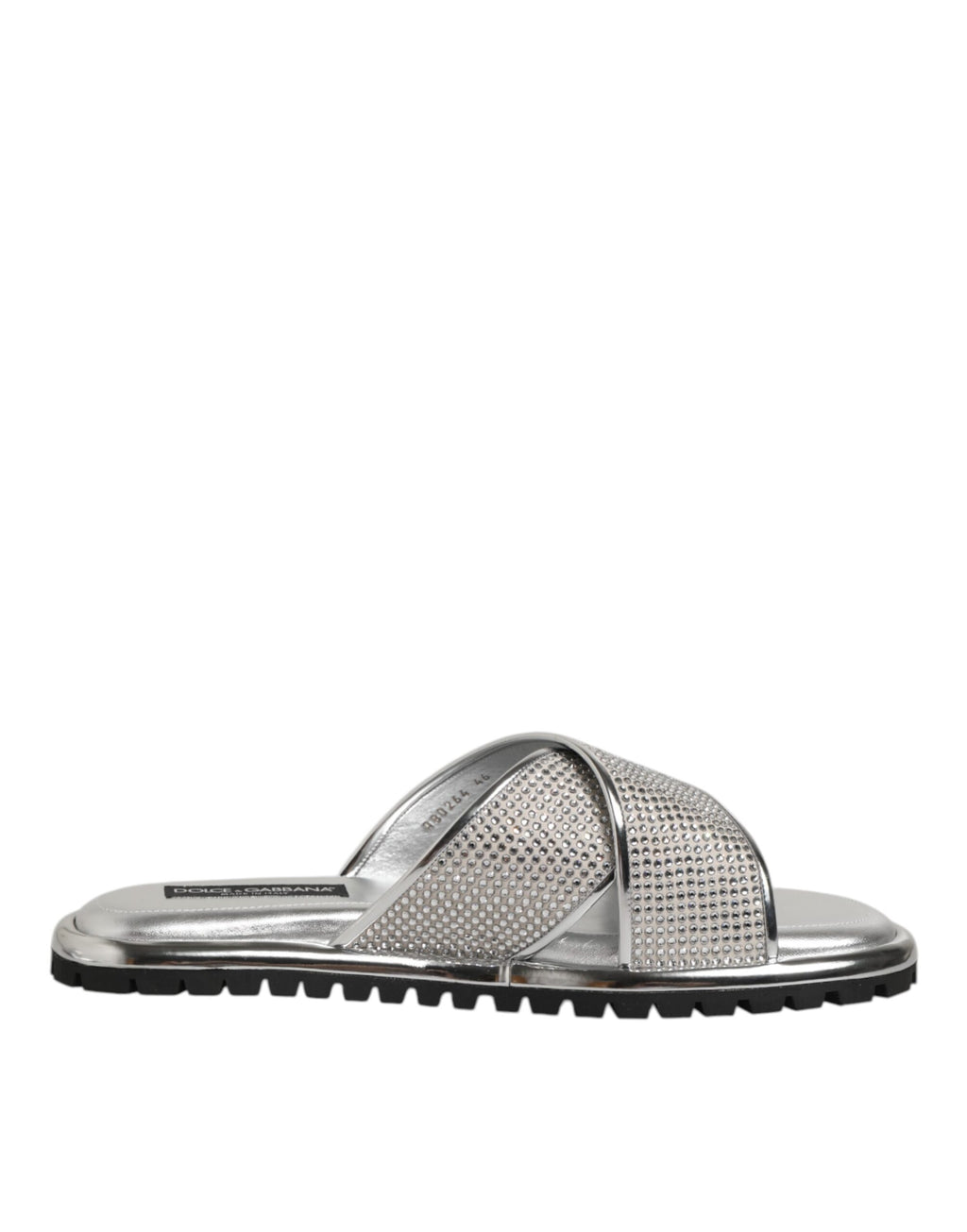 Dolce & Gabbana Silber Strass Rutschen Flats Hausschuhe Schuhe