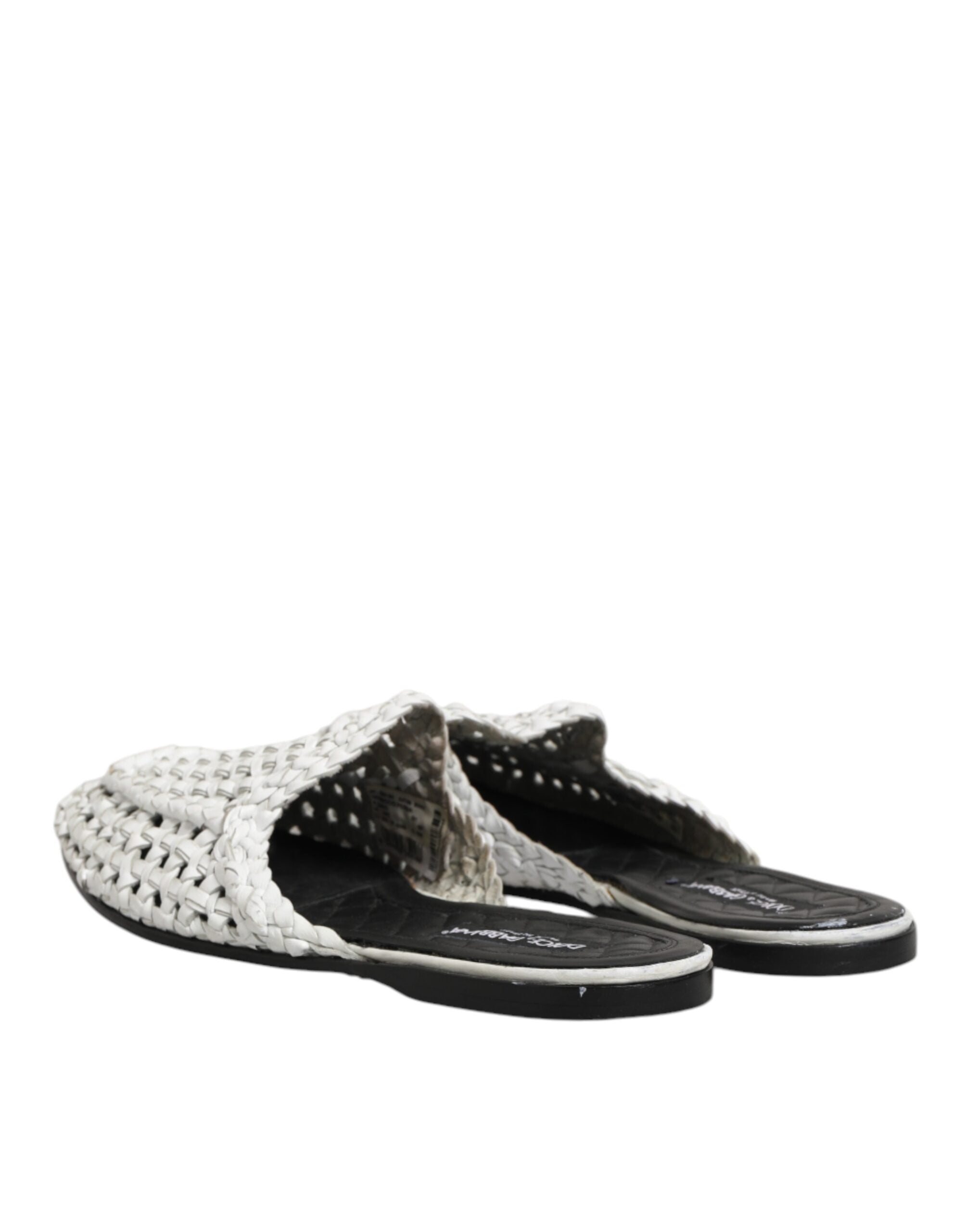 Dolce & Gabbana Weiße gewebte Pantoletten MULES Herren Sandalen Schuhe