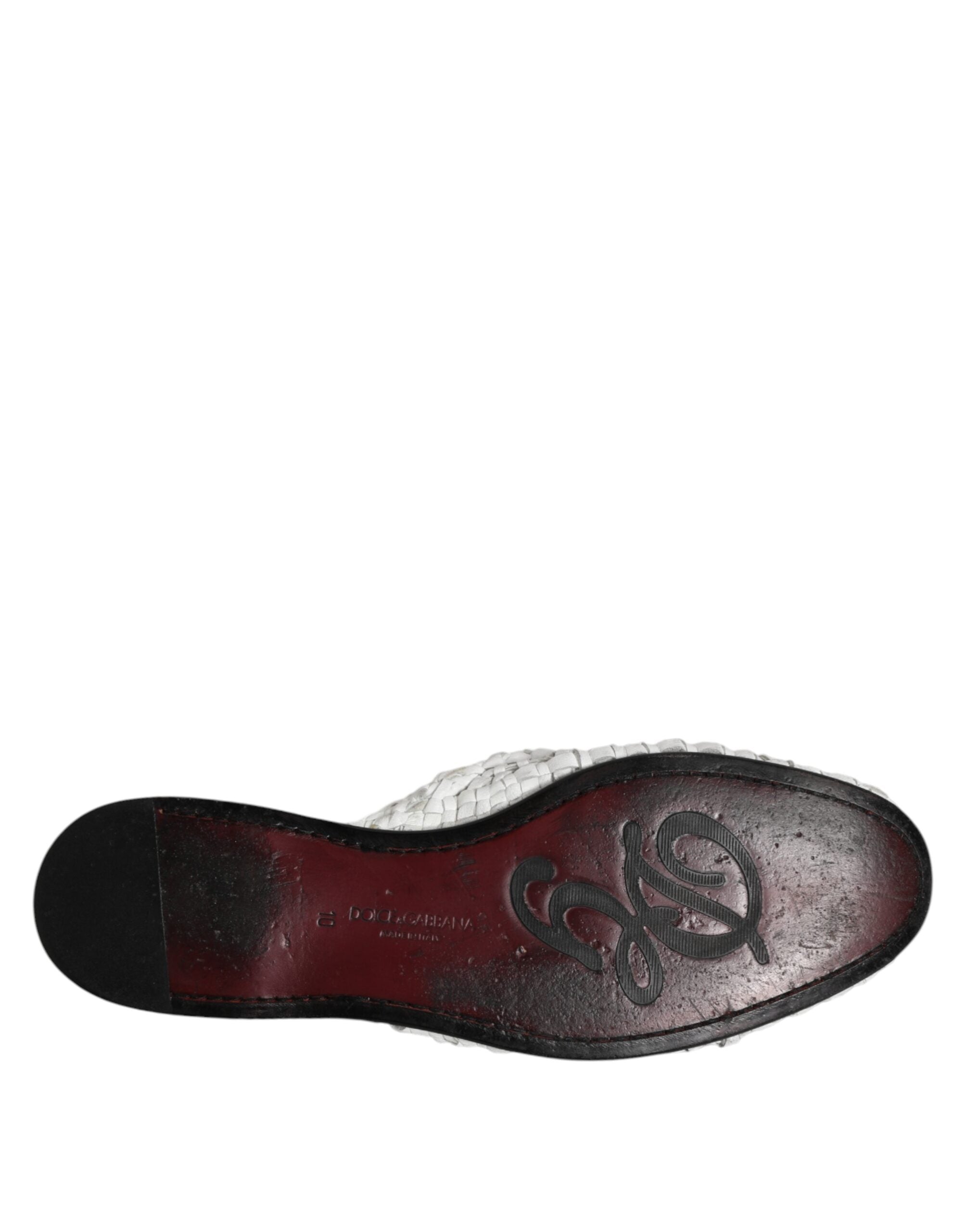 Dolce & Gabbana Weiße gewebte Pantoletten MULES Herren Sandalen Schuhe