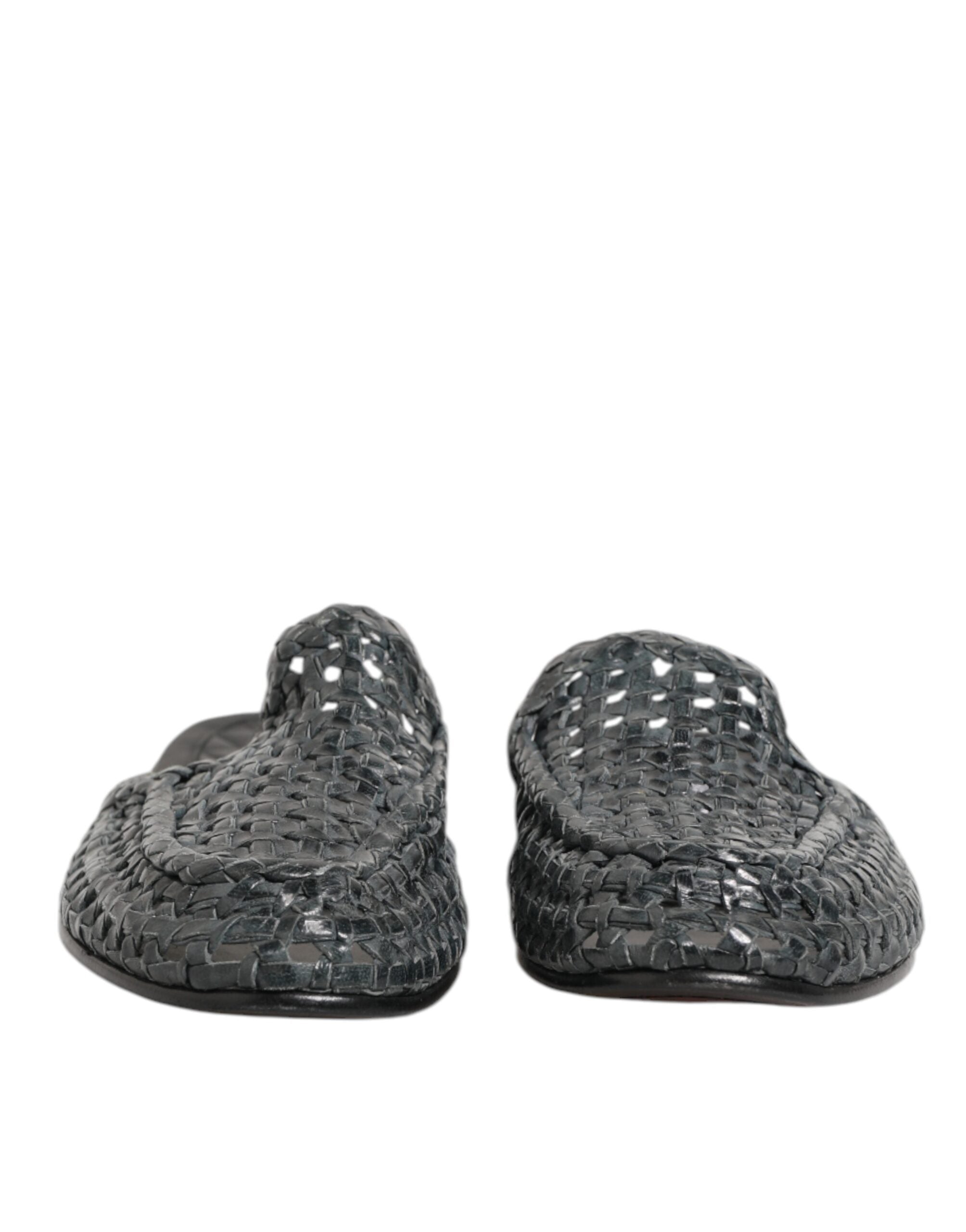 Dolce & Gabbana Blau gewebt Pantoletten MULES Herren Sandalen Schuhe