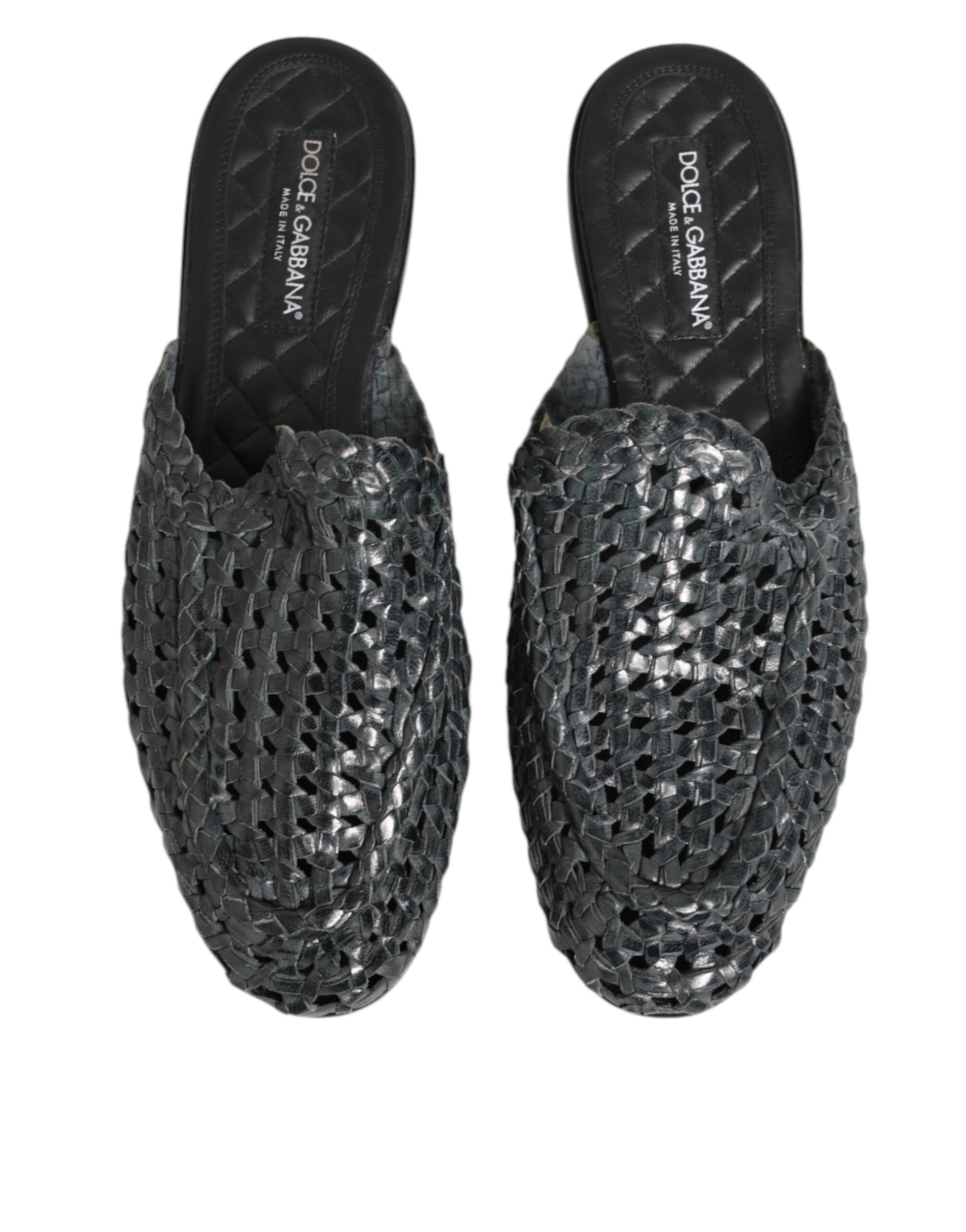 Dolce & Gabbana Blau gewebt Pantoletten MULES Herren Sandalen Schuhe