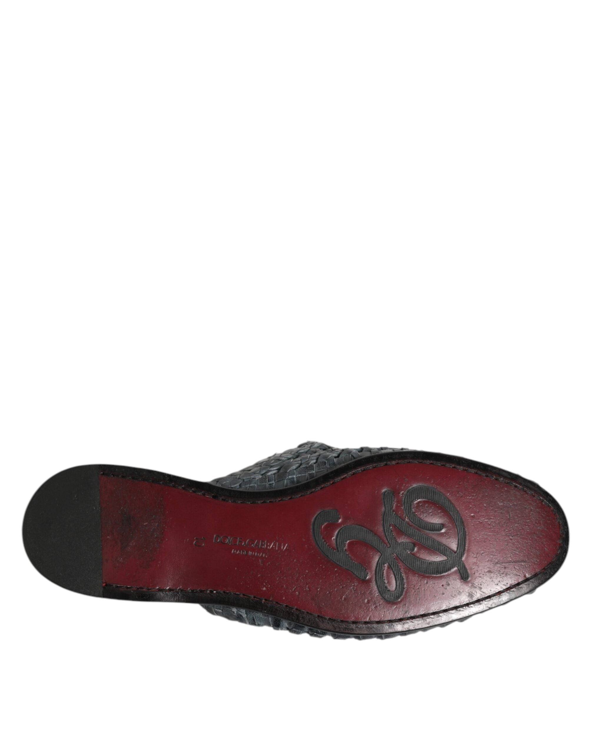 Dolce & Gabbana Blau gewebt Pantoletten MULES Herren Sandalen Schuhe