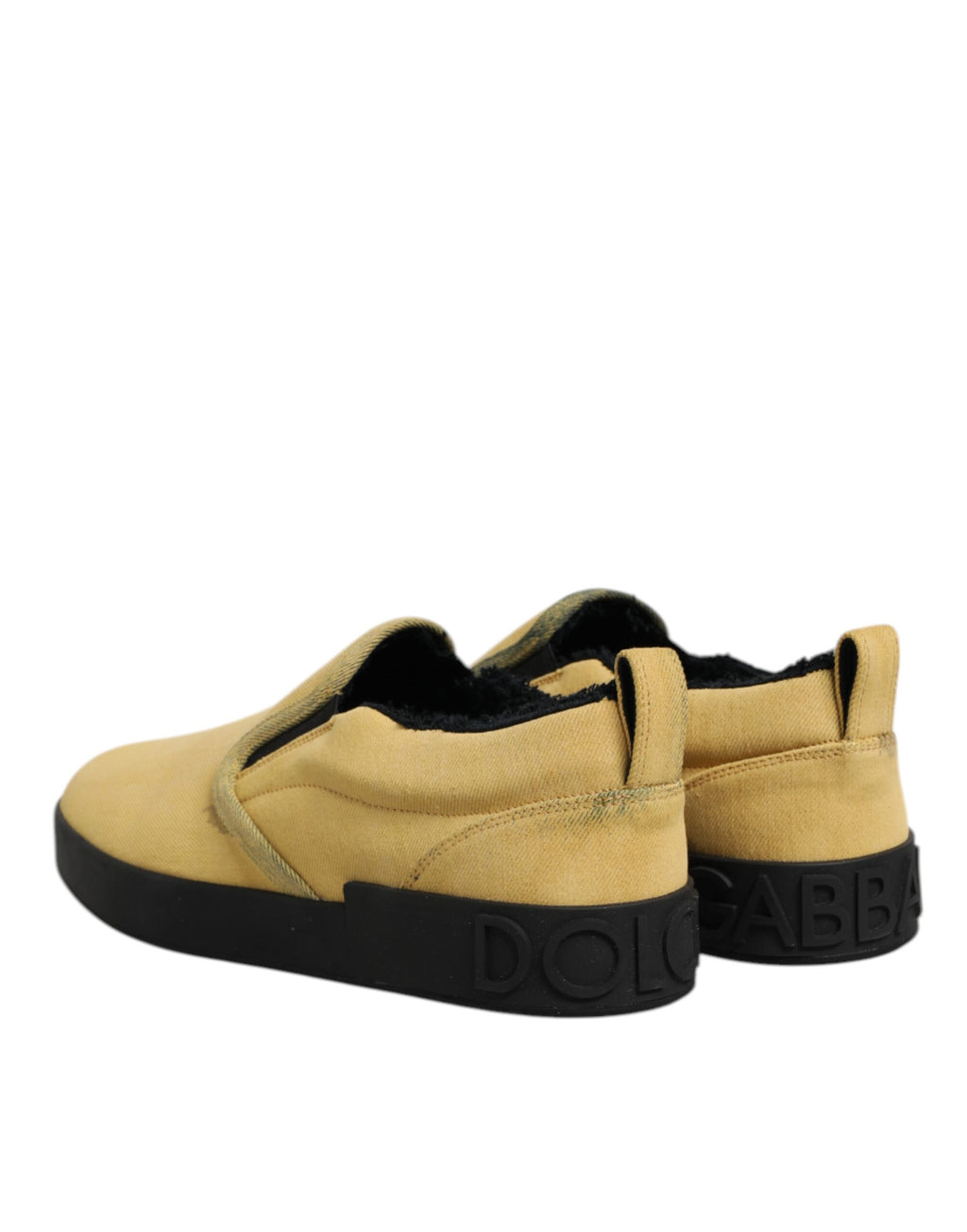 Dolce & Gabbana Gelbe Baumwolle Low Top Slip On Sneakers Schuhe