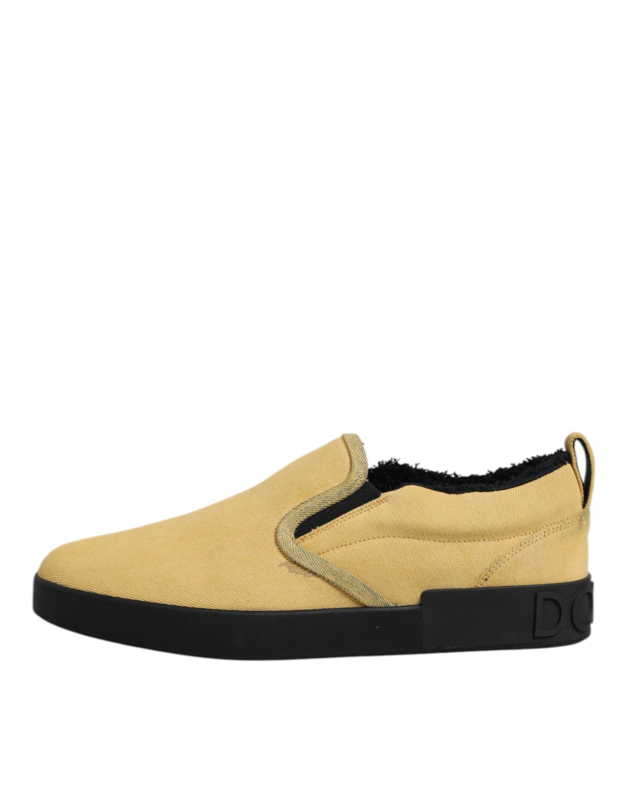 Dolce & Gabbana Gelbe Baumwolle Low Top Slip On Sneakers Schuhe