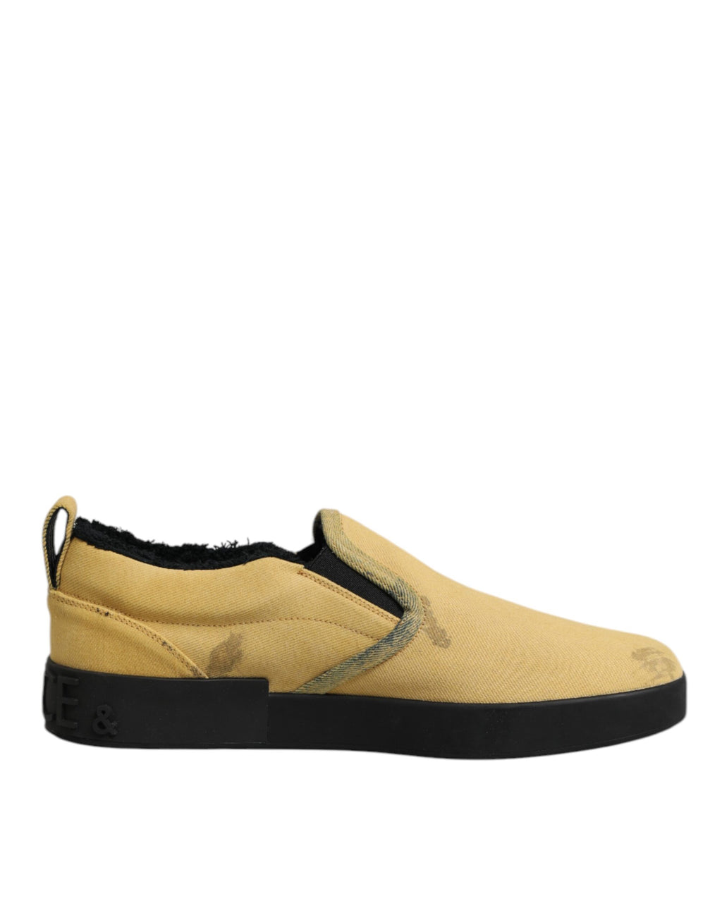 Dolce & Gabbana Gelbe Baumwolle Low Top Slip On Sneakers Schuhe