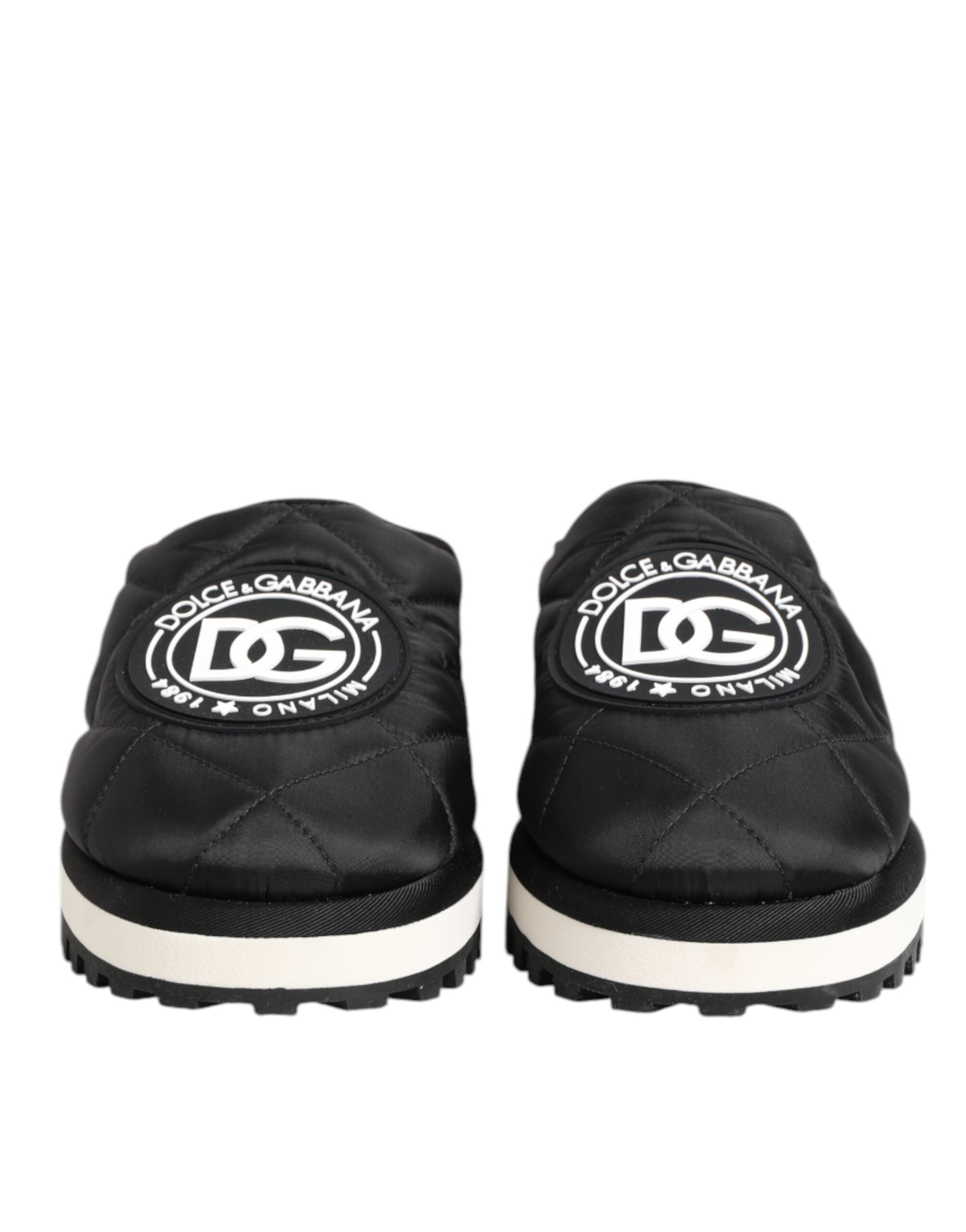 Dolce & Gabbana Schwarz Nylon Low Top Slip On Sneaker Schuhe