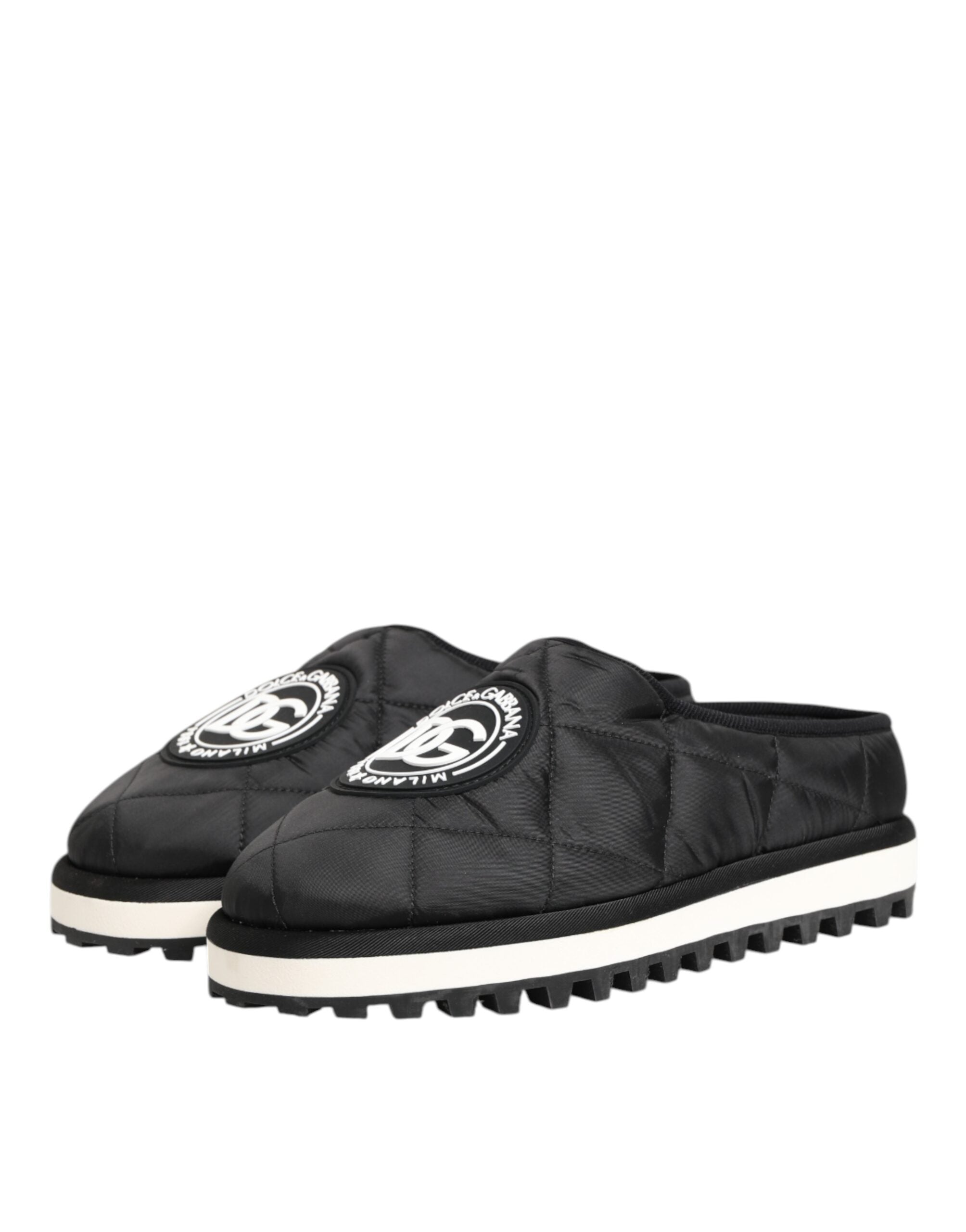Dolce & Gabbana Schwarz Nylon Low Top Slip On Sneaker Schuhe