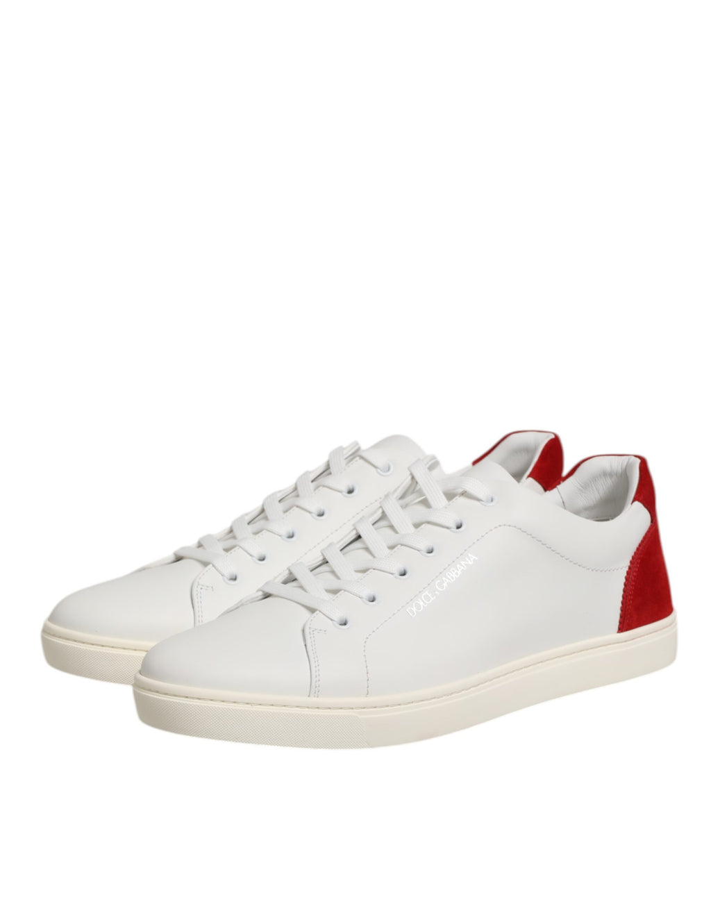 Dolce & Gabbana Weiß Rot Leder Low Top Männer Turnschuhe Schuhe