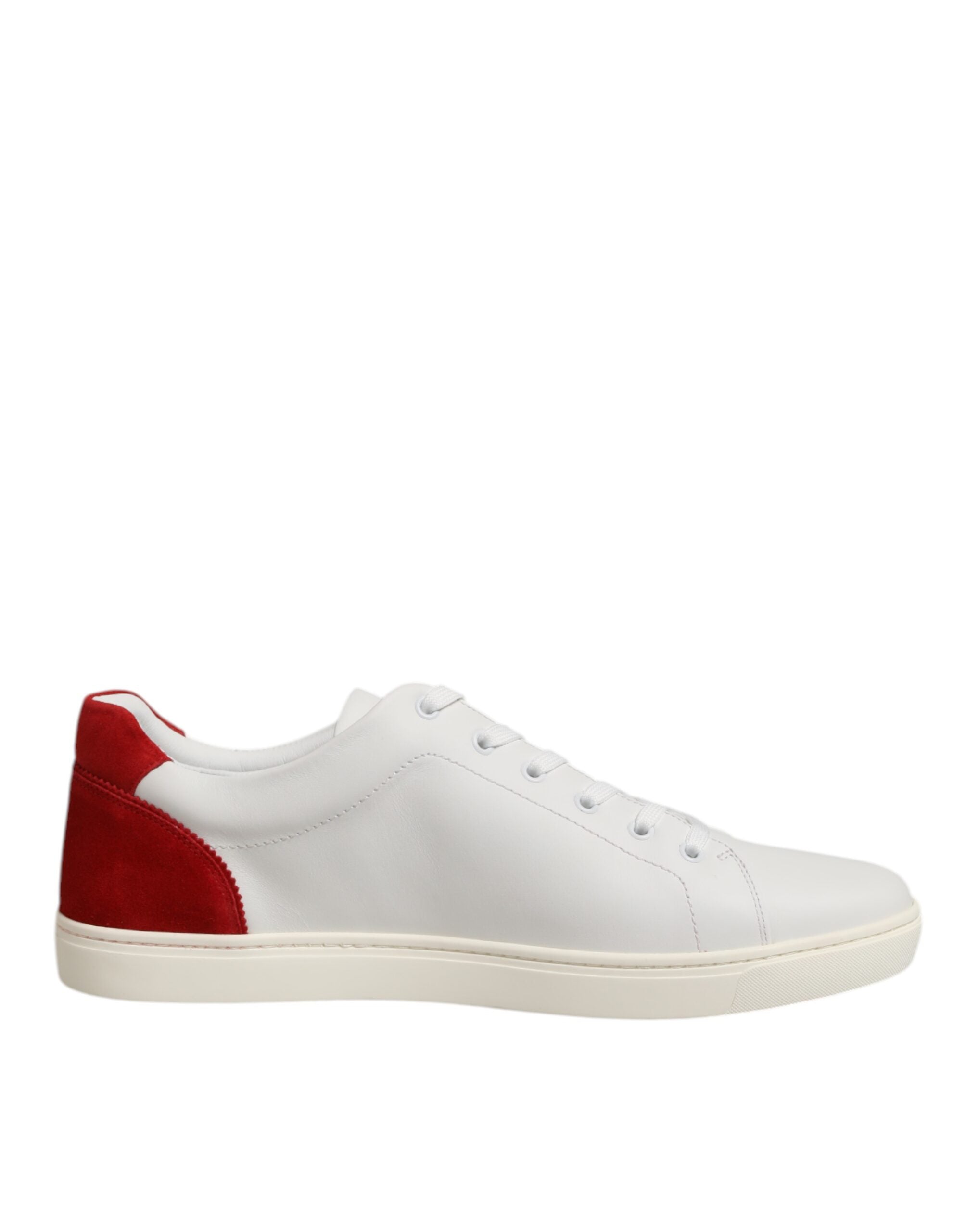Dolce & Gabbana Weiß Rot Leder Low Top Männer Turnschuhe Schuhe