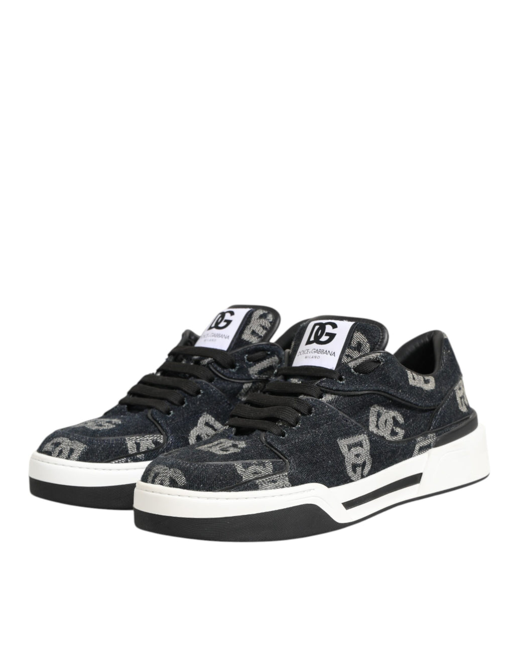 Dolce & Gabbana Blau Baumwolle Denim Logo Low Top Sneakers Schuhe