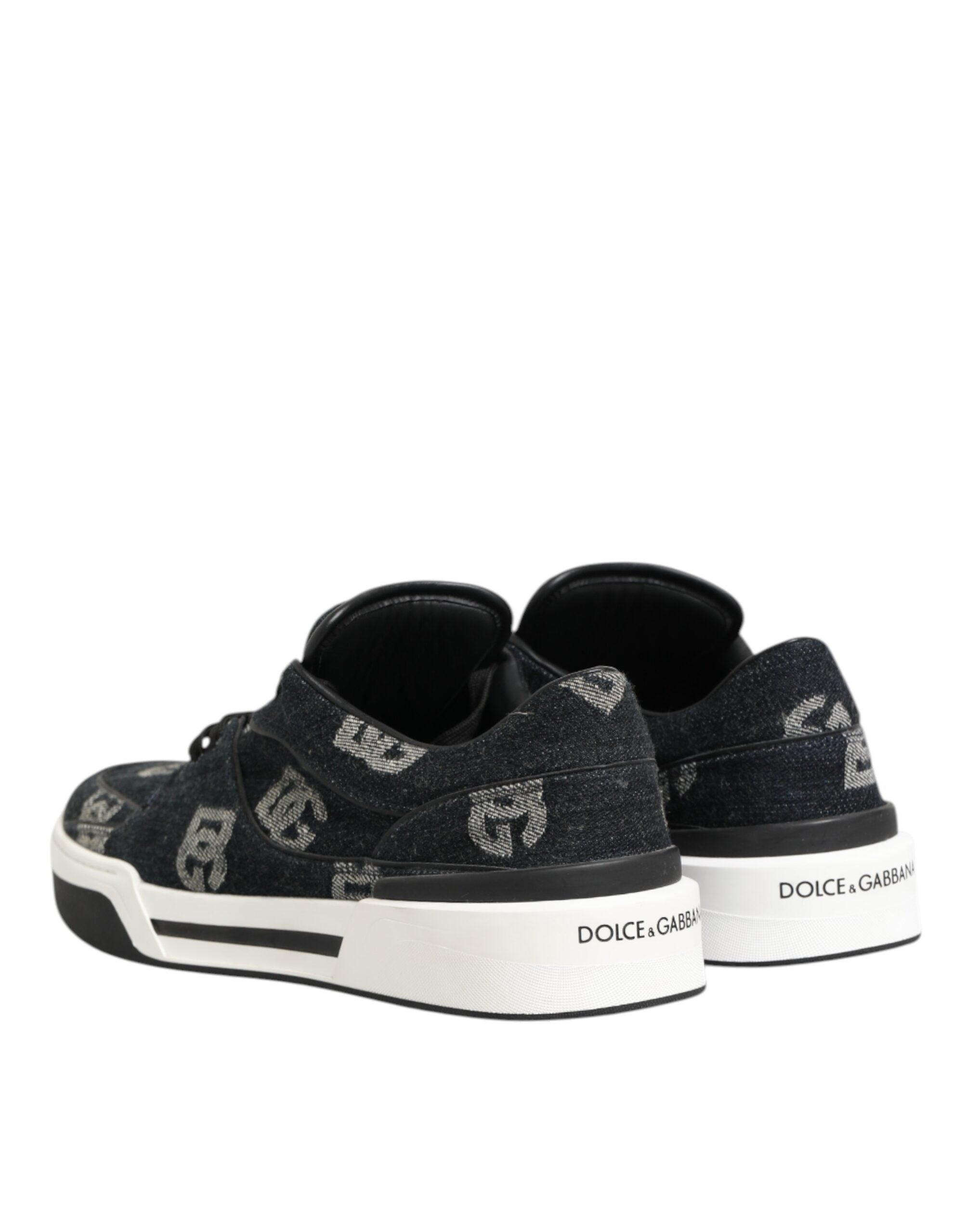 Dolce & Gabbana Blau Baumwolle Denim Logo Low Top Sneakers Schuhe