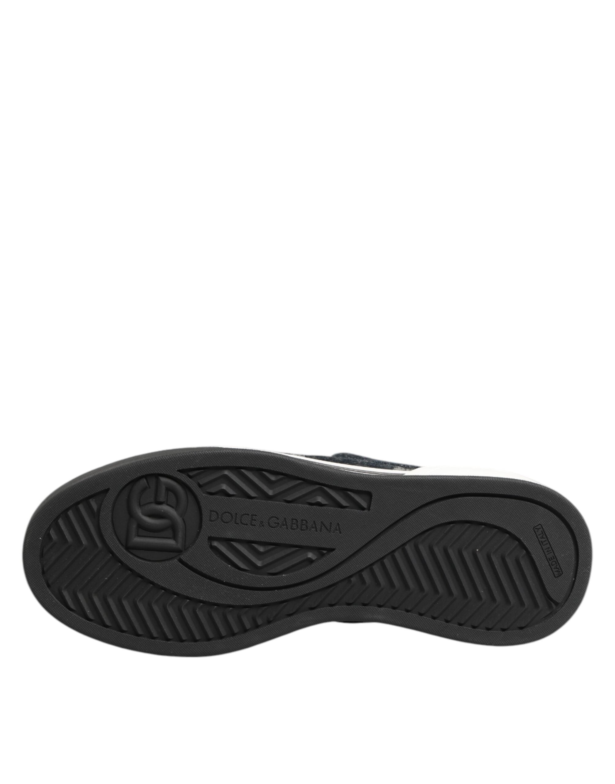 Dolce & Gabbana Blau Baumwolle Denim Logo Low Top Sneakers Schuhe