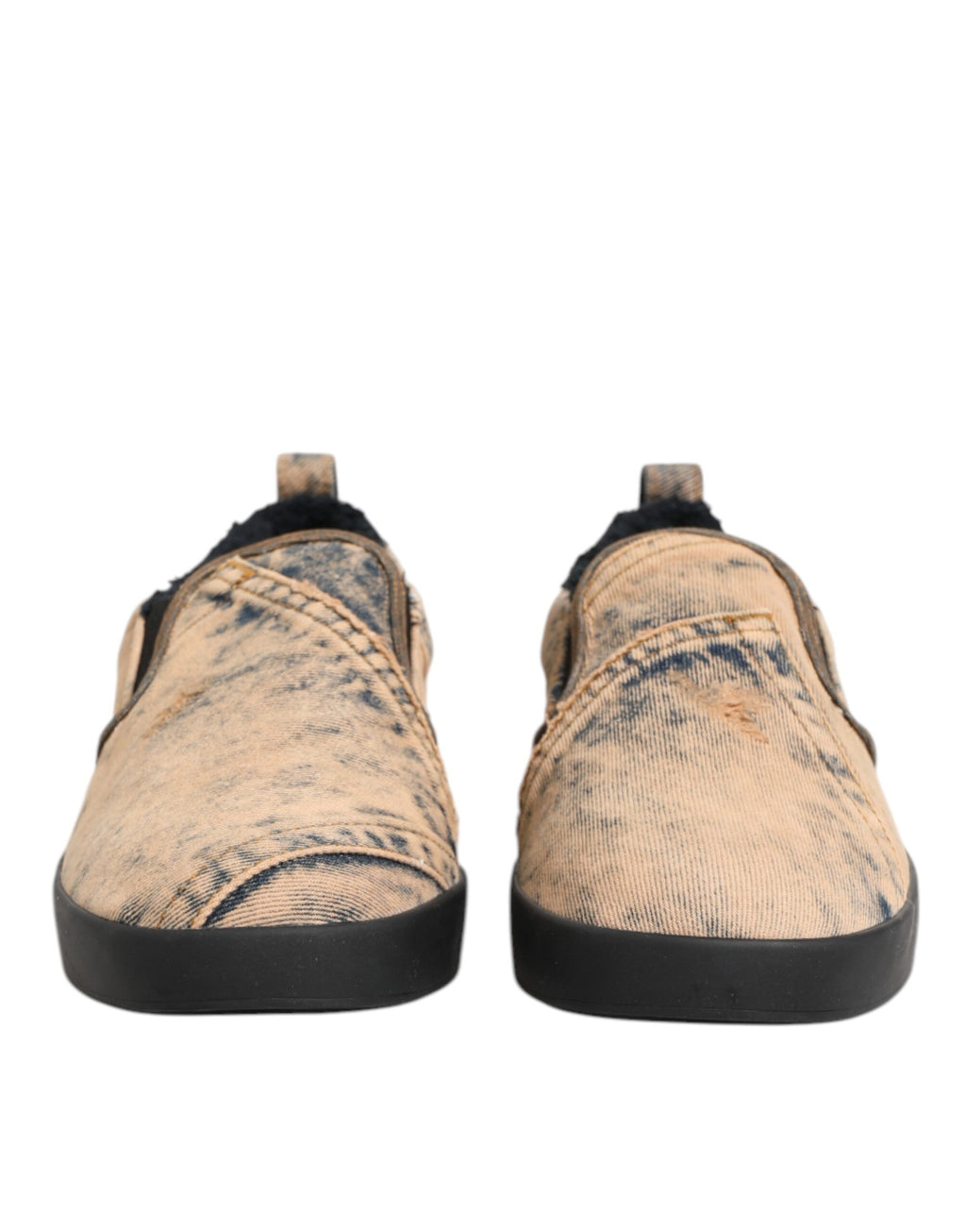 Dolce & Gabbana Beige Baumwolle Low Top Slip On Sneakers Schuhe