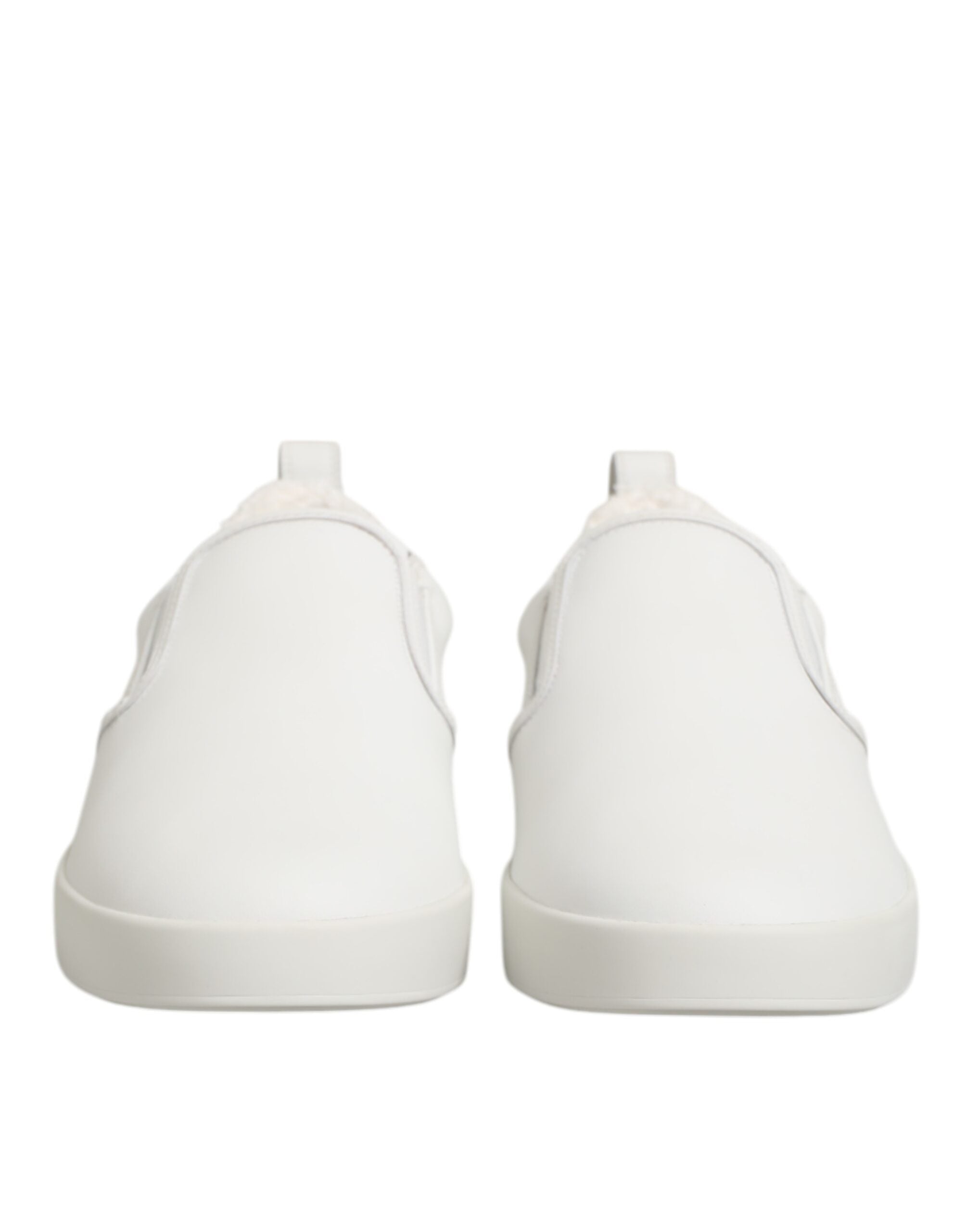 Dolce & Gabbana Weiß Leder Low Top Slip On Turnschuhe Schuhe