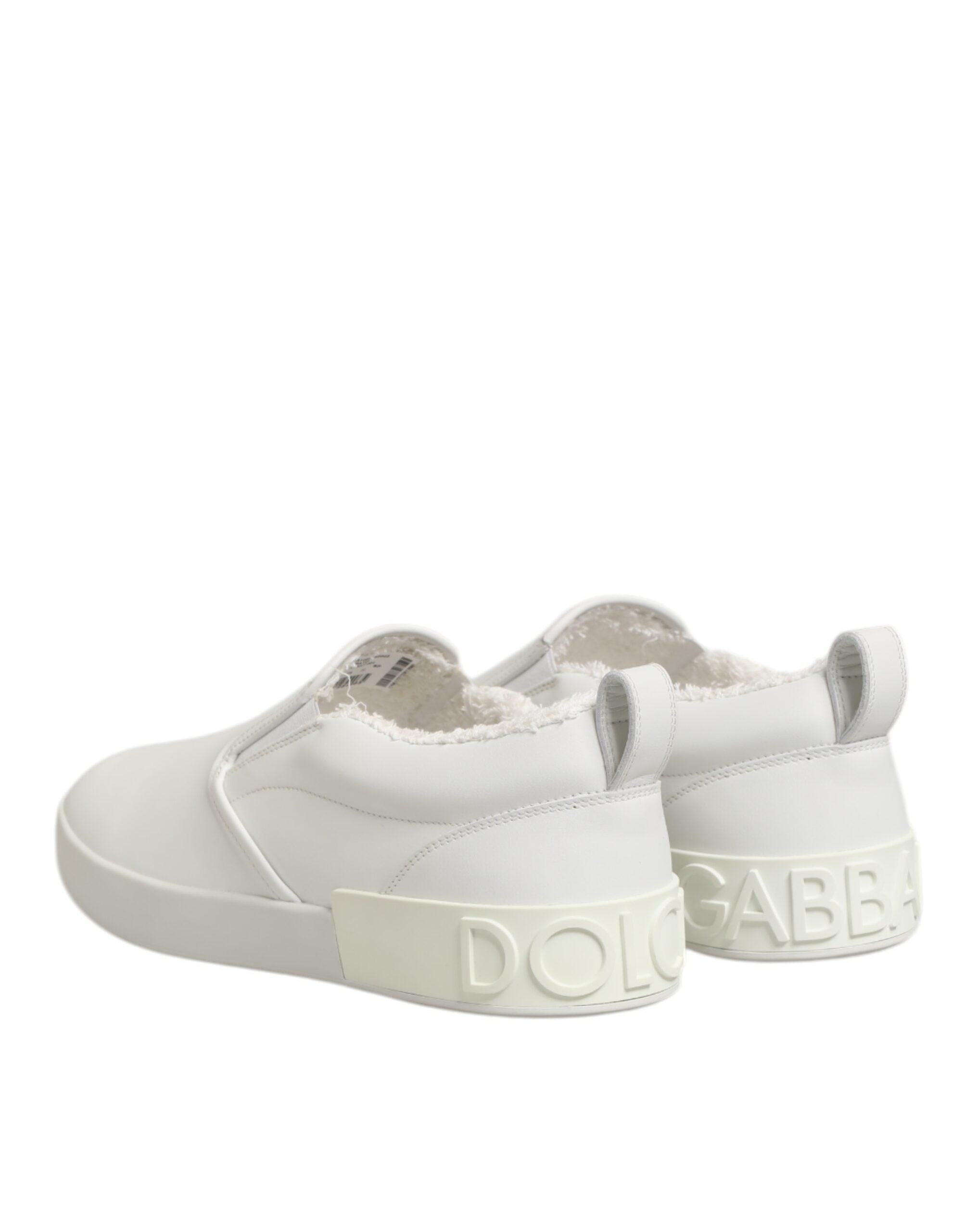 Dolce & Gabbana Weiß Leder Low Top Slip On Turnschuhe Schuhe