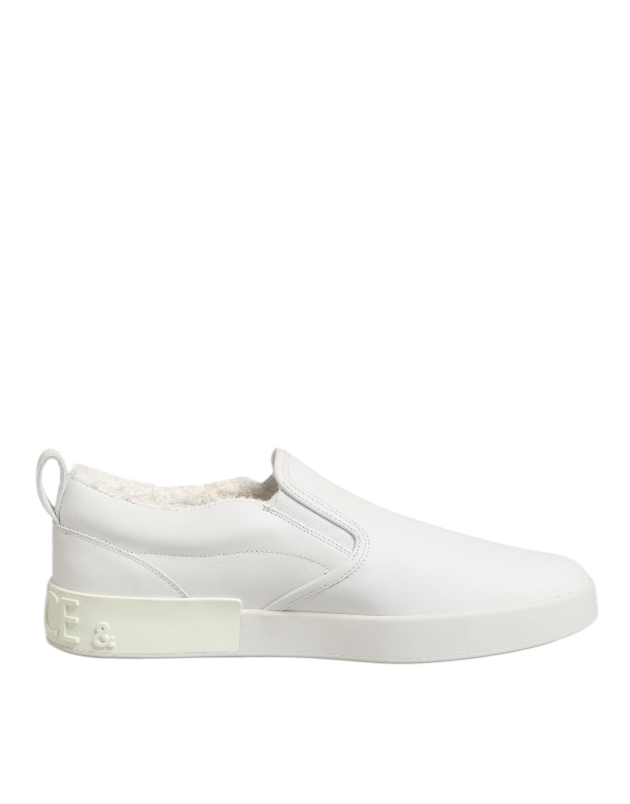 Dolce & Gabbana Weiß Leder Low Top Slip On Turnschuhe Schuhe