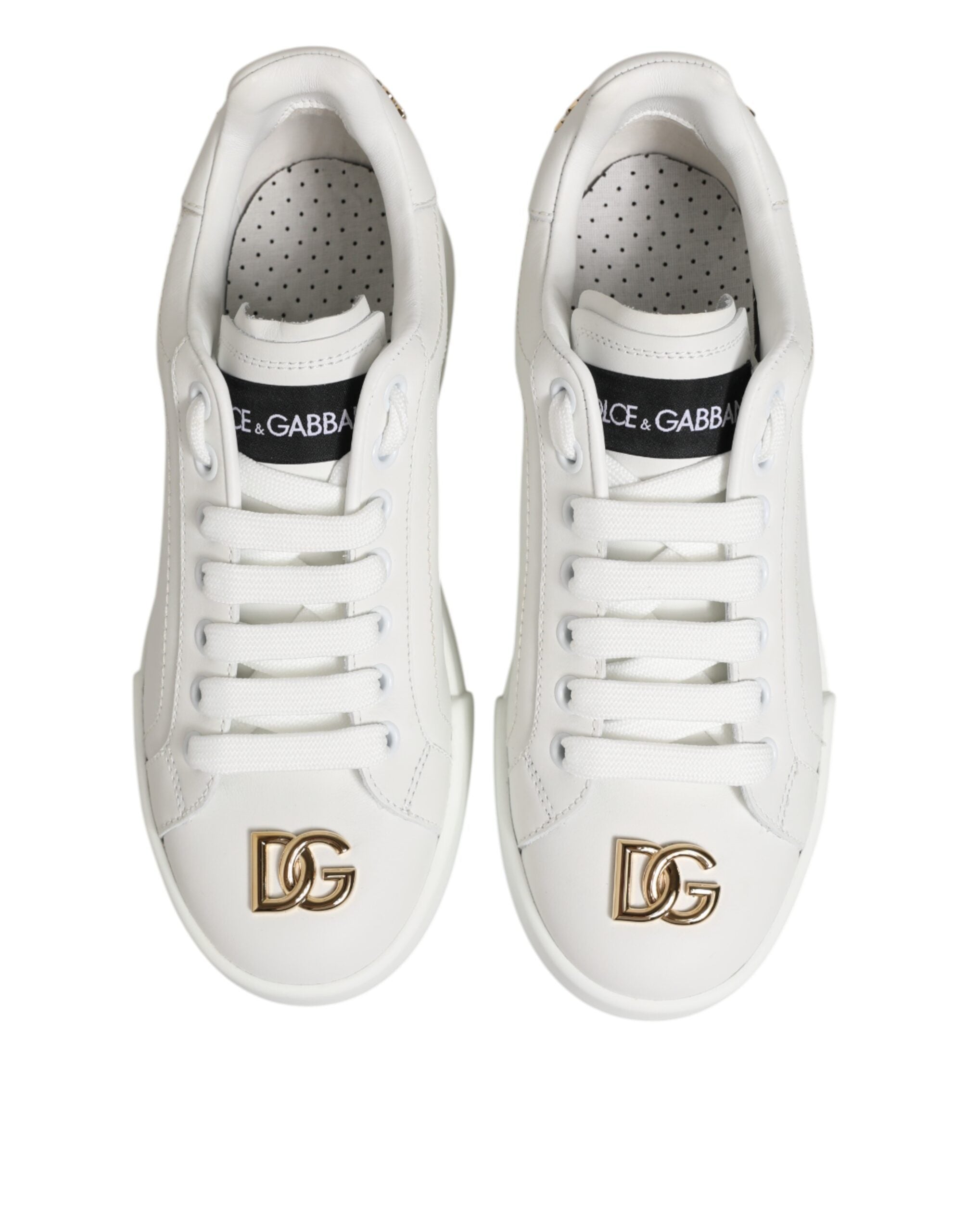 Dolce & Gabbana Weiß DG Leder Low Top Sneakers Schuhe