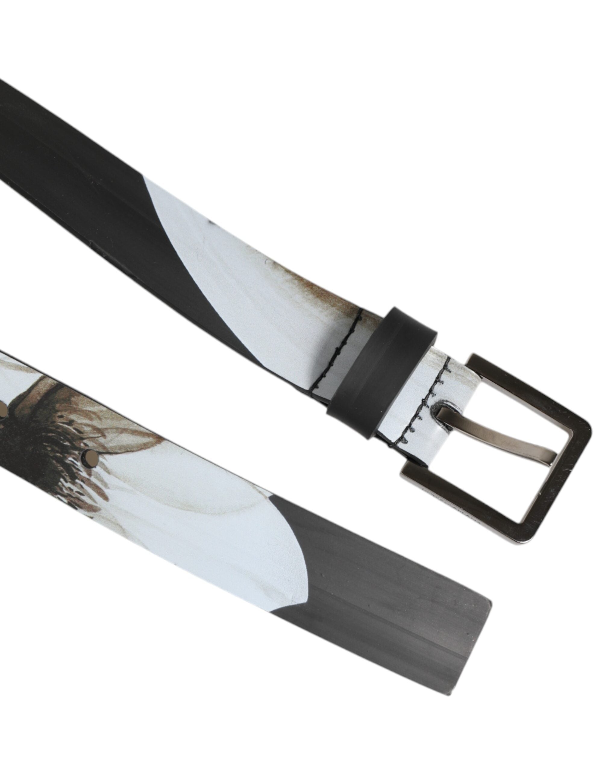 Dolce & Gabbana Multicolor PVC Floral Silber Schnalle Männer Gürtel