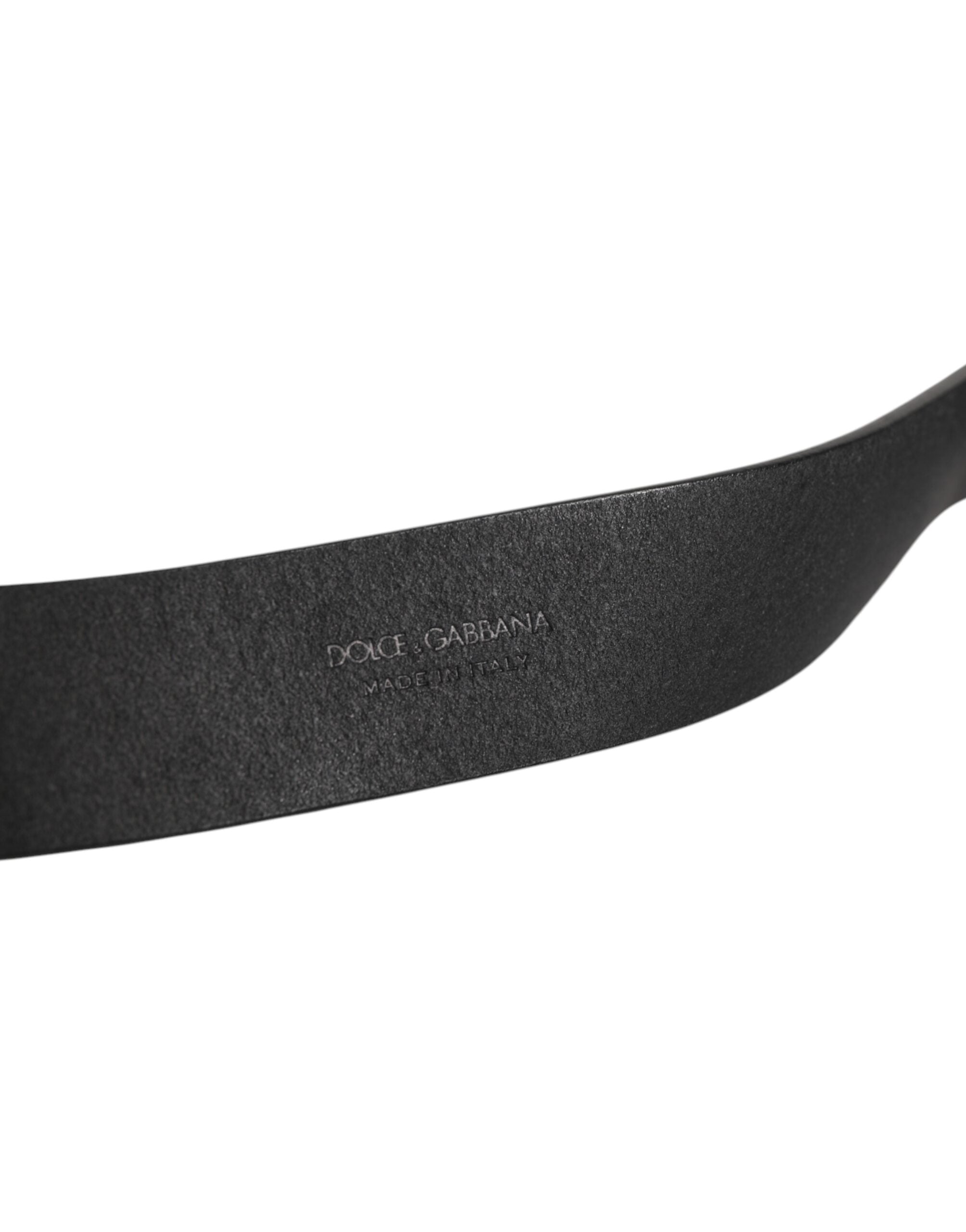 Dolce & Gabbana Schwarzer Leder Metallschnalle Klassischer Herrengürtel