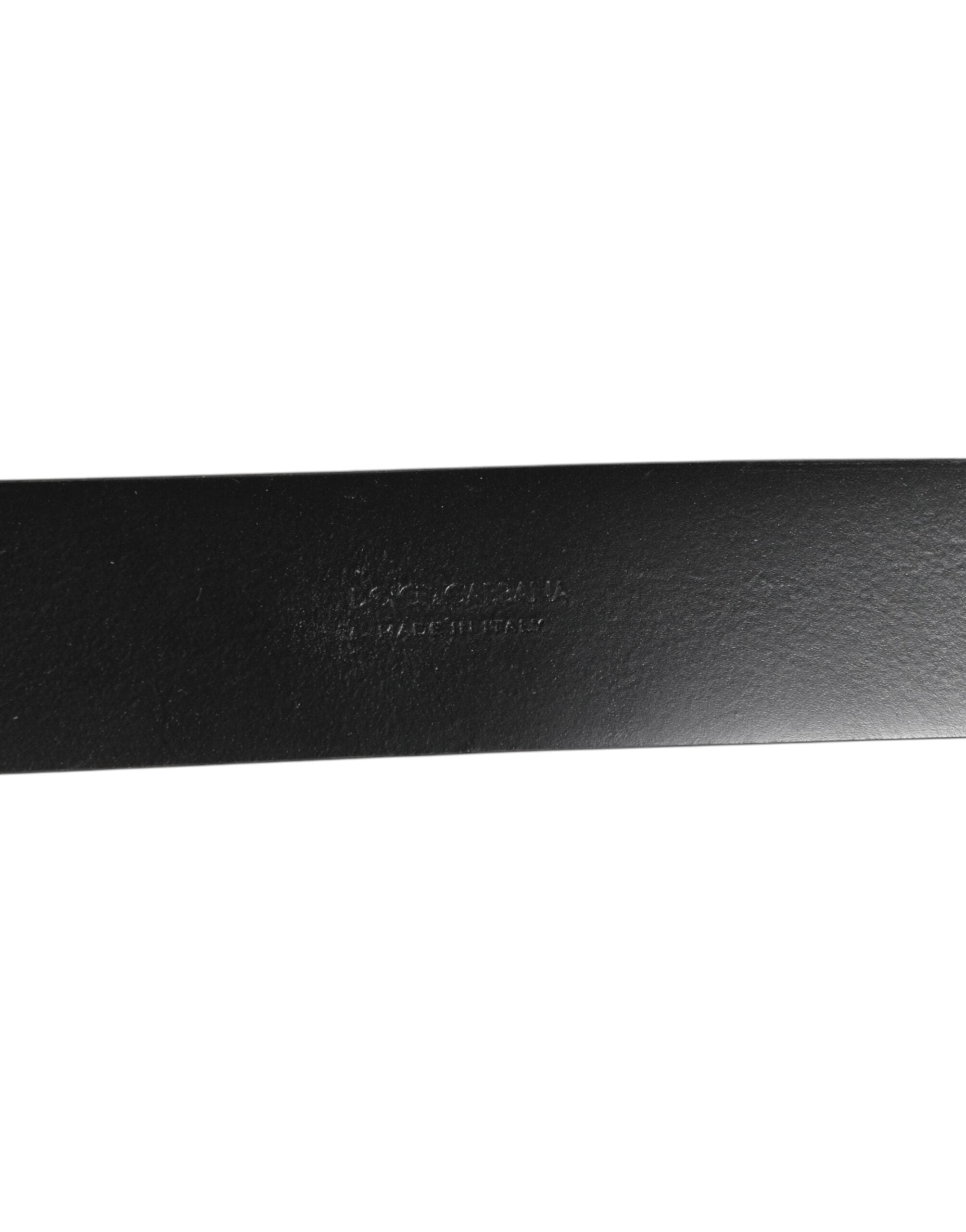 Dolce & Gabbana Schwarzes Leder Seite Ringe Messing Schnalle Gürtel