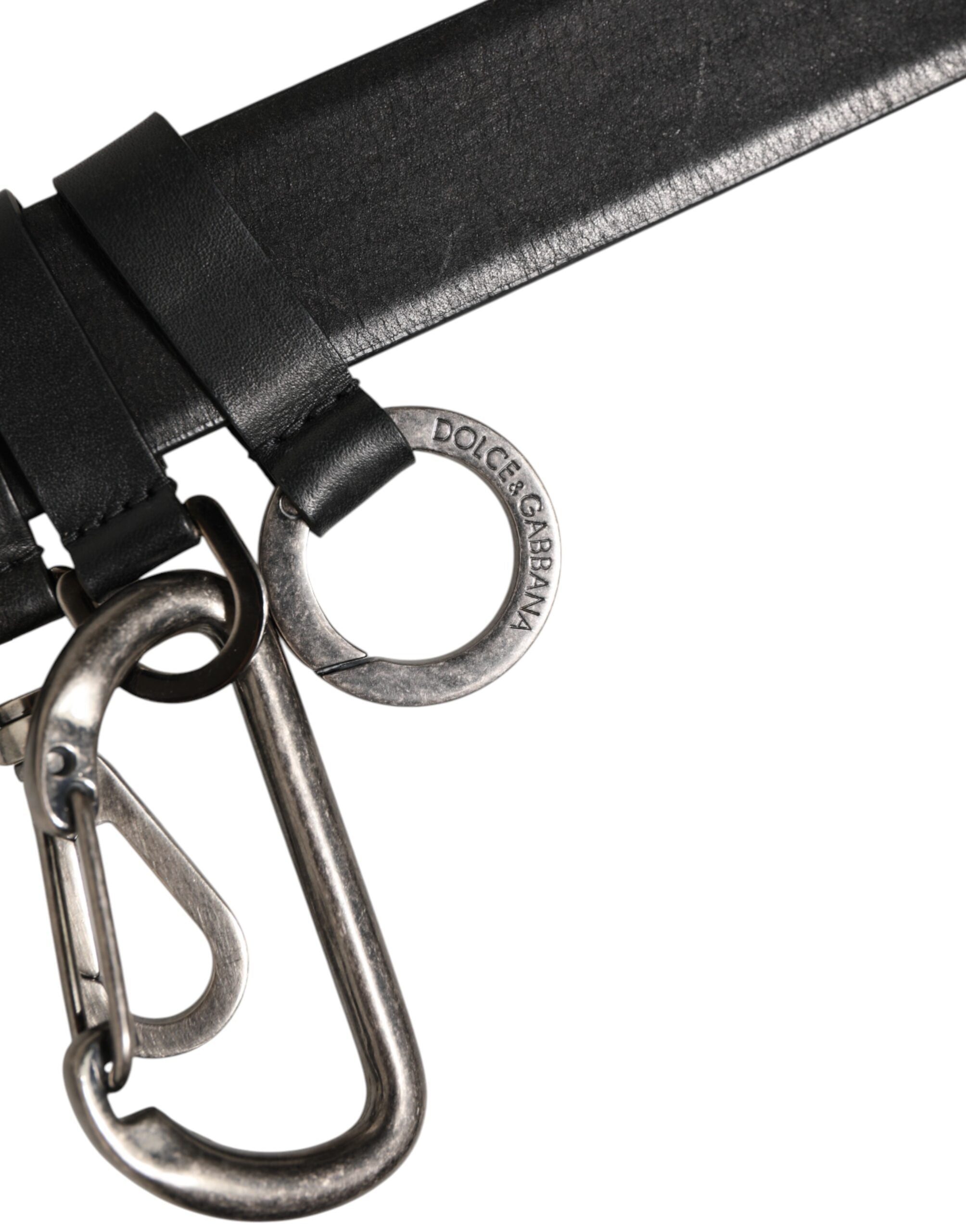 Dolce & Gabbana Schwarzer Schlüsselring Clip Befestigungen Schnalle Gürtel